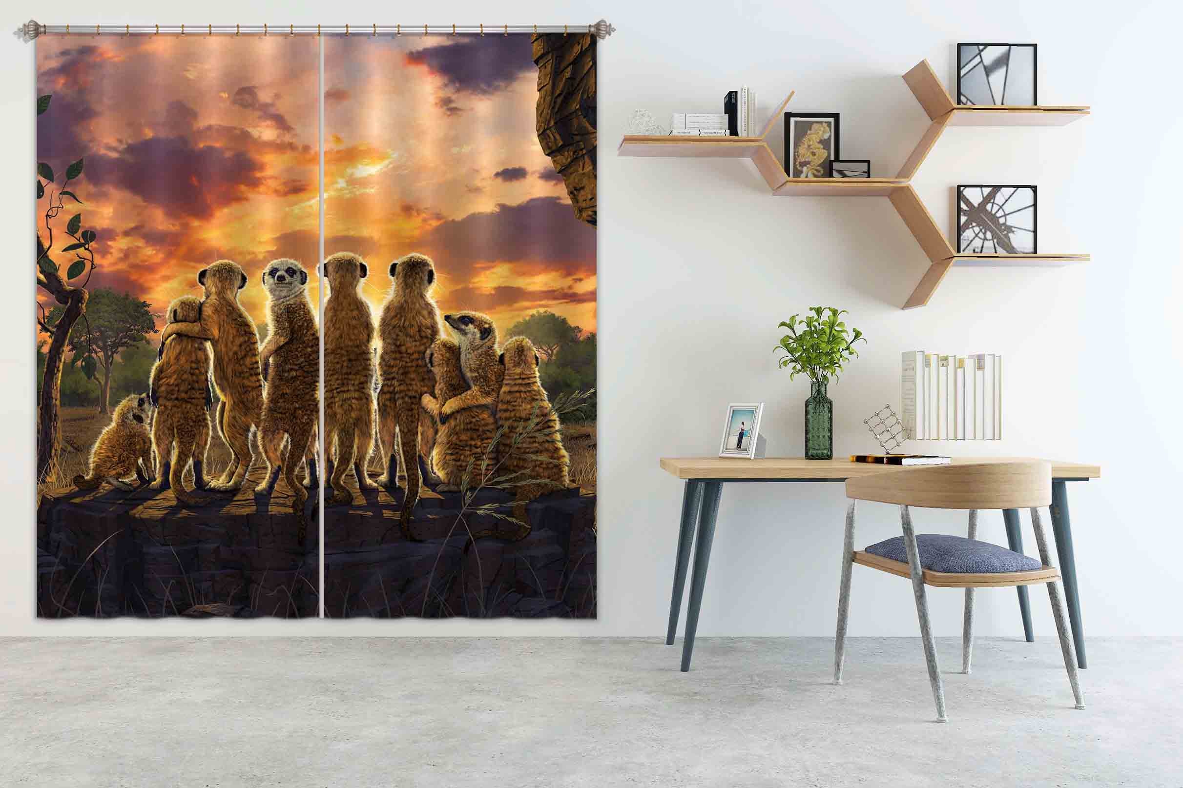 3D Meerkats Def 052 Vincent Hie Curtain Curtains Drapes