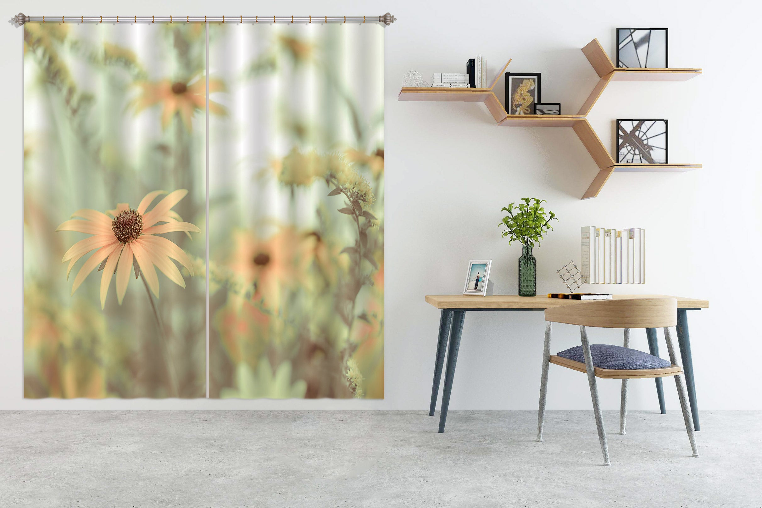 3D Orange Daisy 6514 Assaf Frank Curtain Curtains Drapes