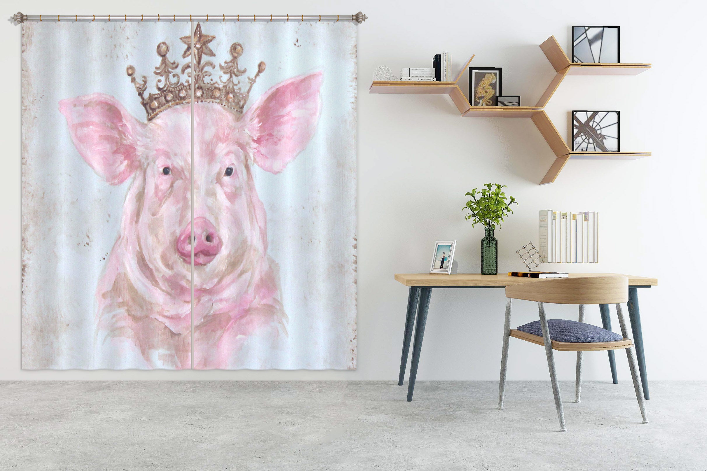 3D Pig Crown 3020 Debi Coules Curtain Curtains Drapes
