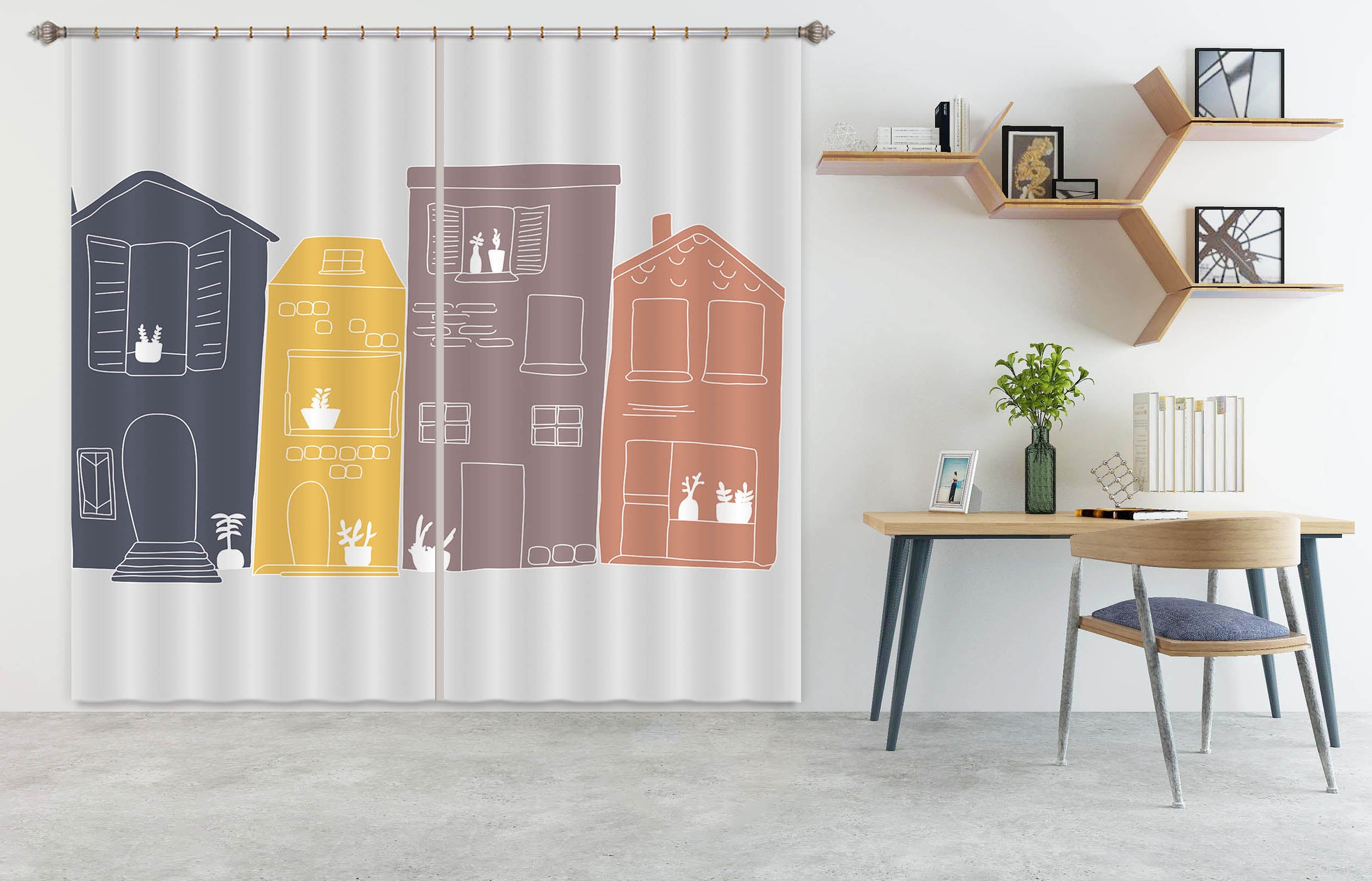 3D Color Houses 045 Jillian Helvey Curtain Curtains Drapes