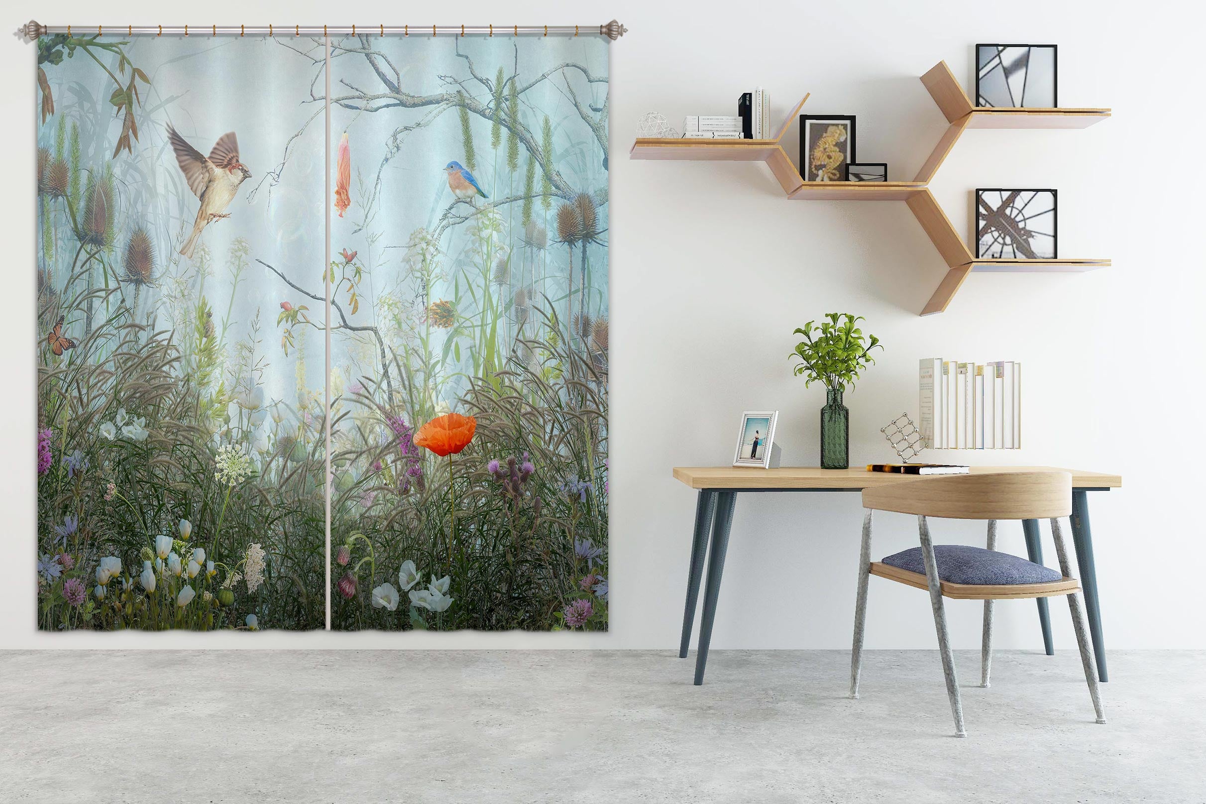 3D Poppy Bird 5317 Beth Sheridan Curtain Curtains Drapes