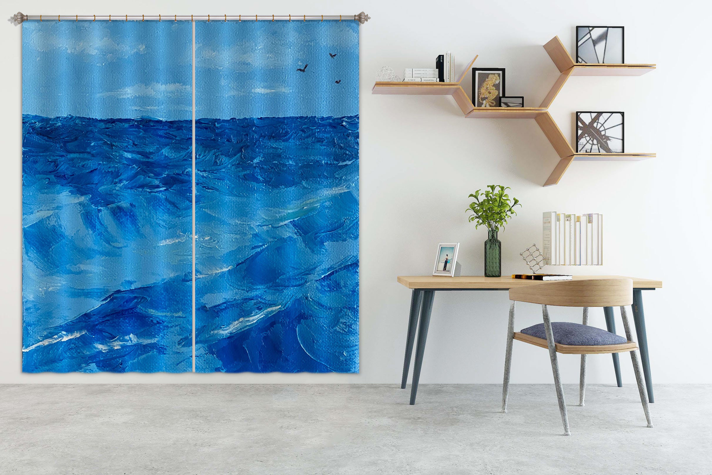 3D Blue Ocean 9774 Marina Zotova Curtain Curtains Drapes