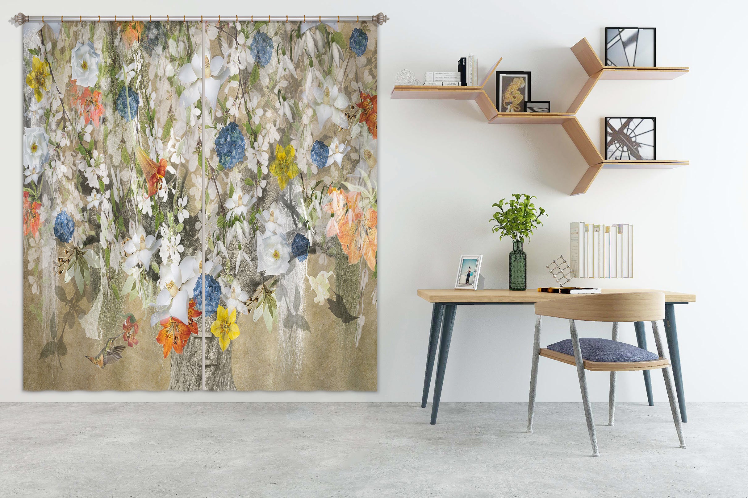 3D Vintage Flower 5364 Beth Sheridan Curtain Curtains Drapes