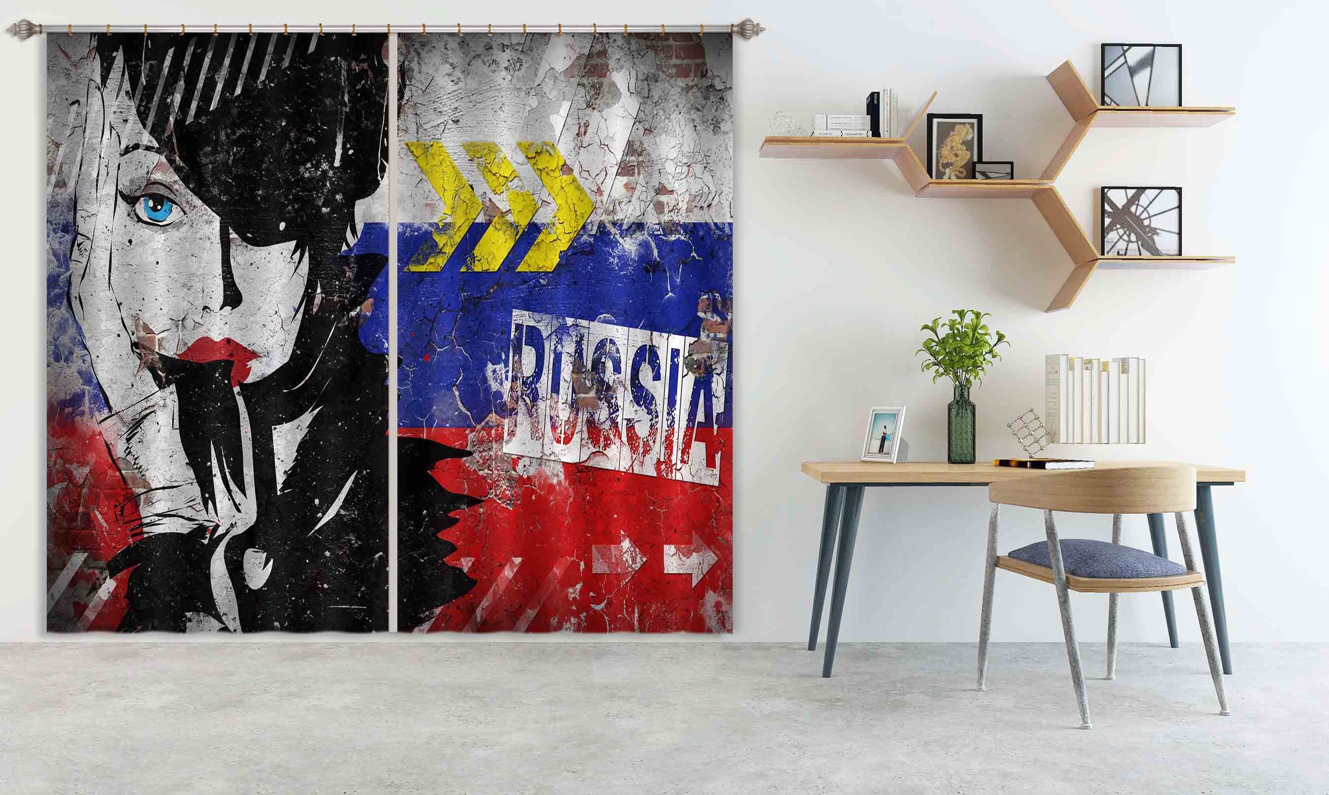 3D Playful Girl 770 Curtains Drapes