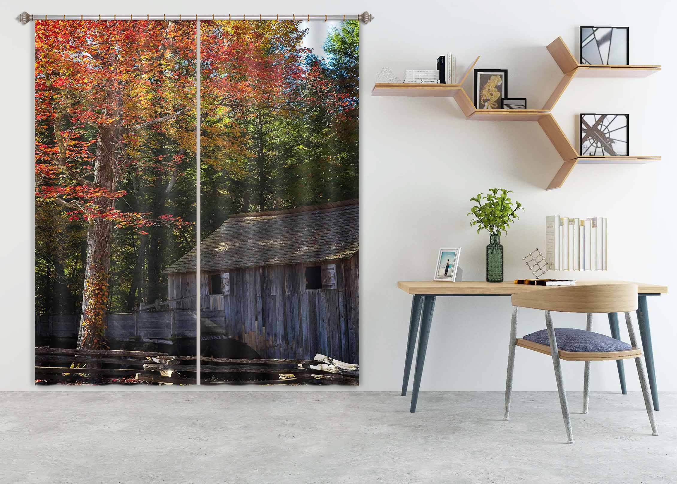 3D Autumn Maple Leaf 042 Kathy Barefield Curtain Curtains Drapes Wallpaper AJ Wallpaper 