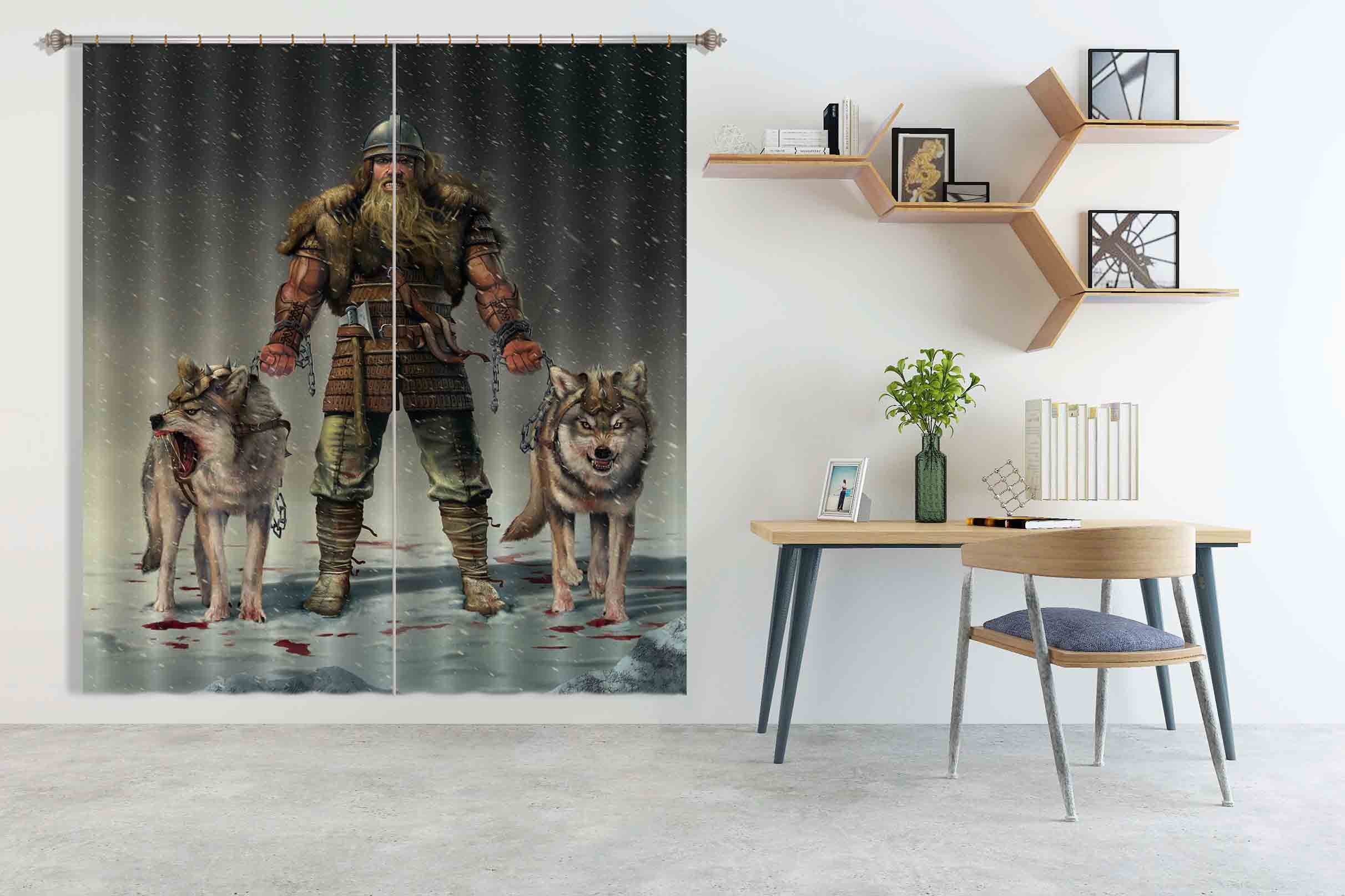 3D Mountain Viking 054 Vincent Hie Curtain Curtains Drapes