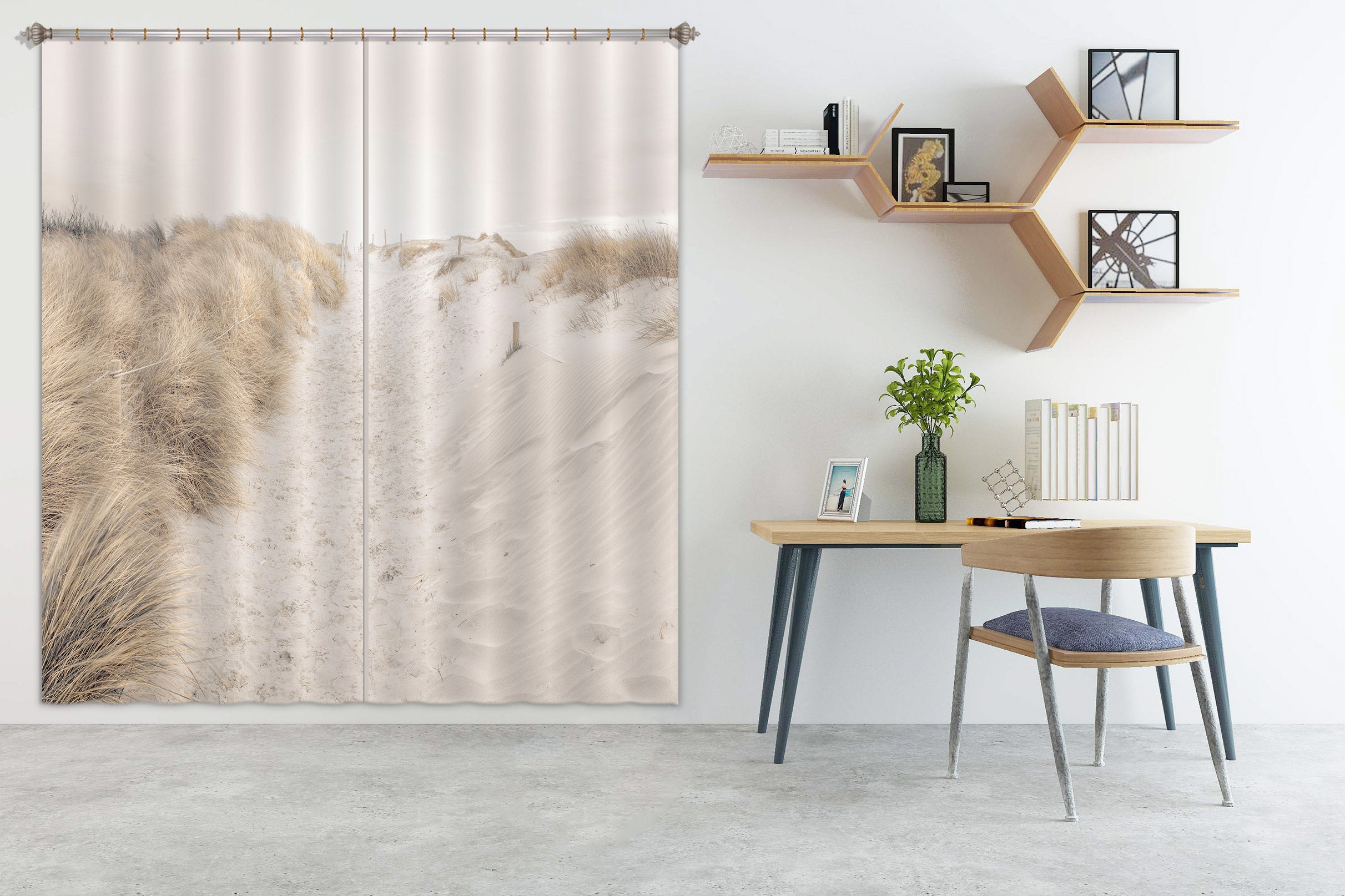 3D Sand Grass 092 Assaf Frank Curtain Curtains Drapes