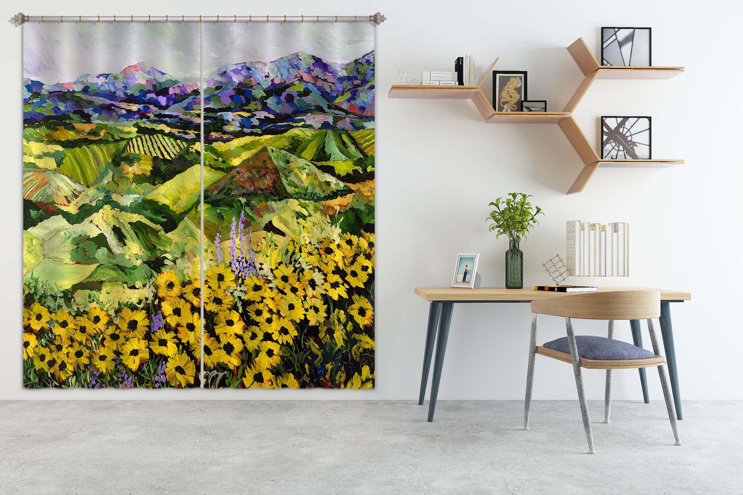 3D Sunflower 141 Allan P. Friedlander Curtain Curtains Drapes