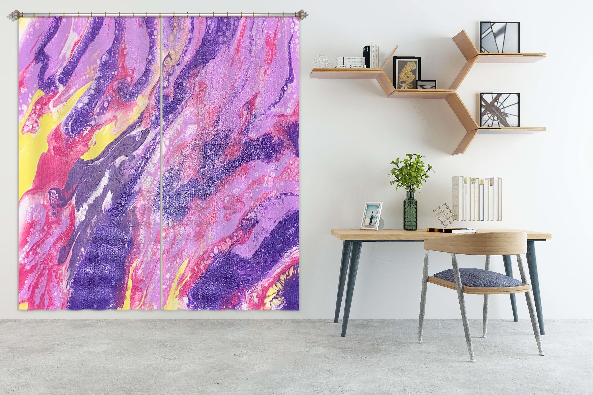 3D Yellow Pink Purple Texture 8155 Valerie Latrice Curtain Curtains Drapes