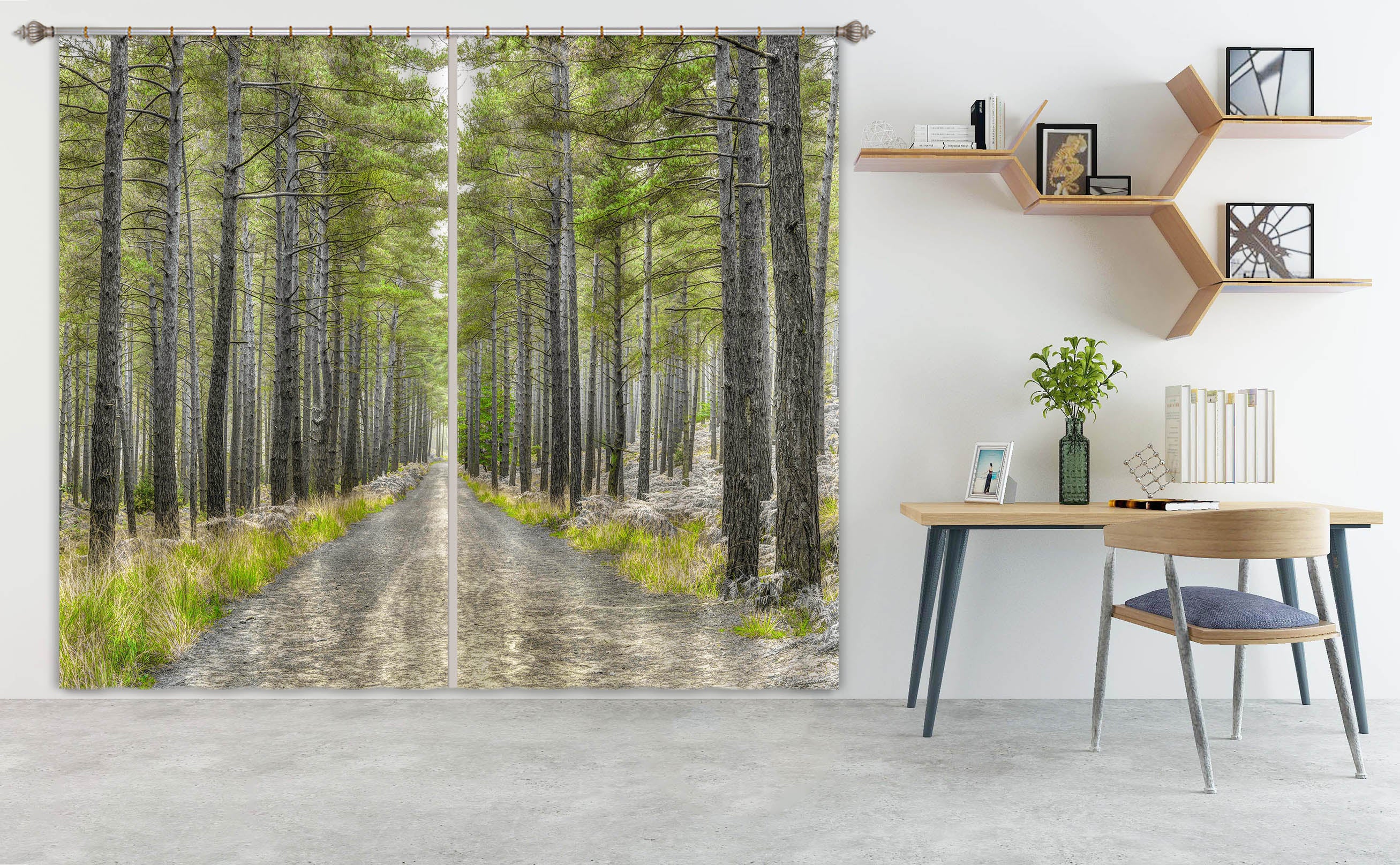 3D Forest Road 234 Assaf Frank Curtain Curtains Drapes