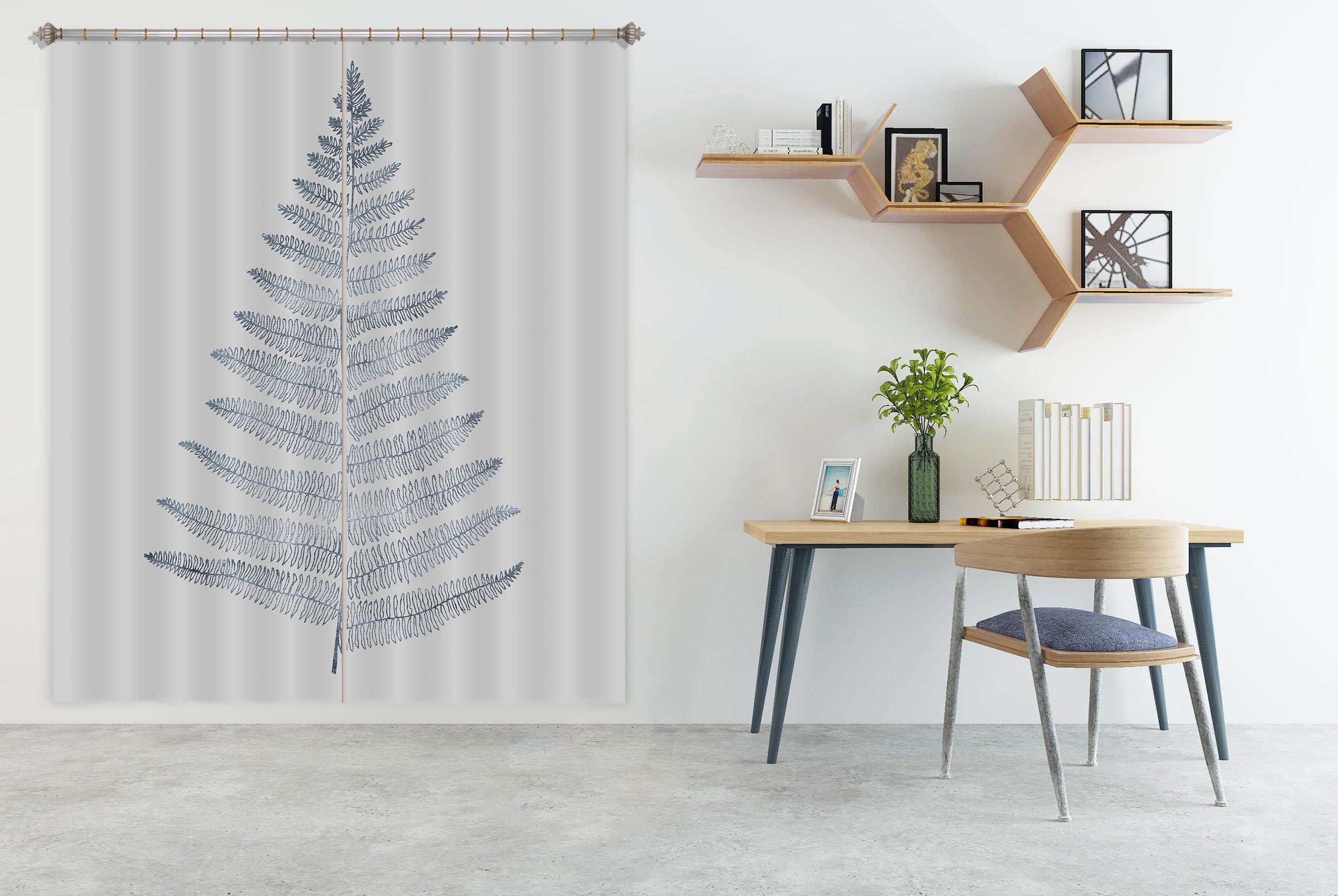 3D White Leaves 1018 Boris Draschoff Curtain Curtains Drapes