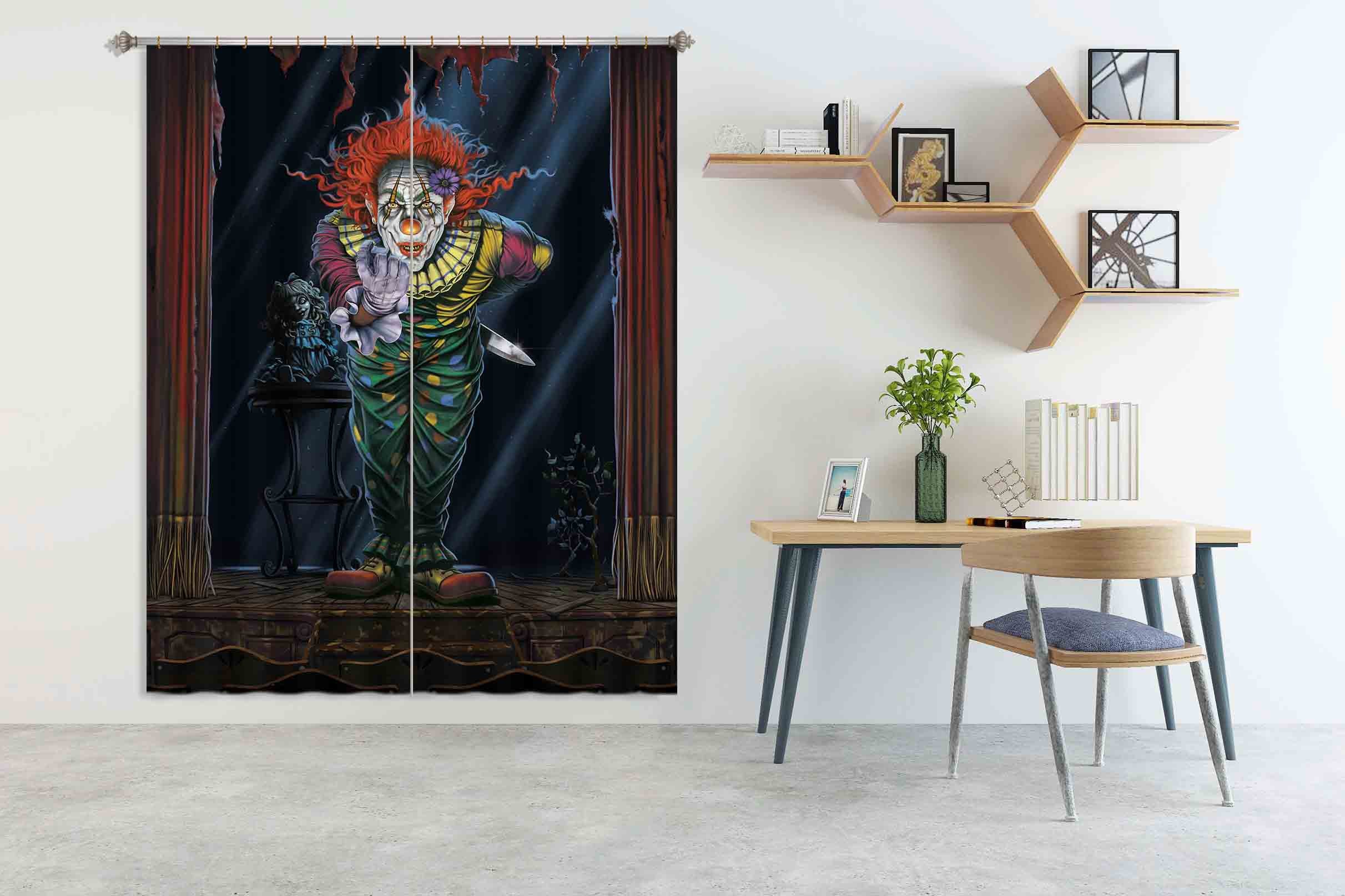 3D Surprise Clown 077 Vincent Hie Curtain Curtains Drapes