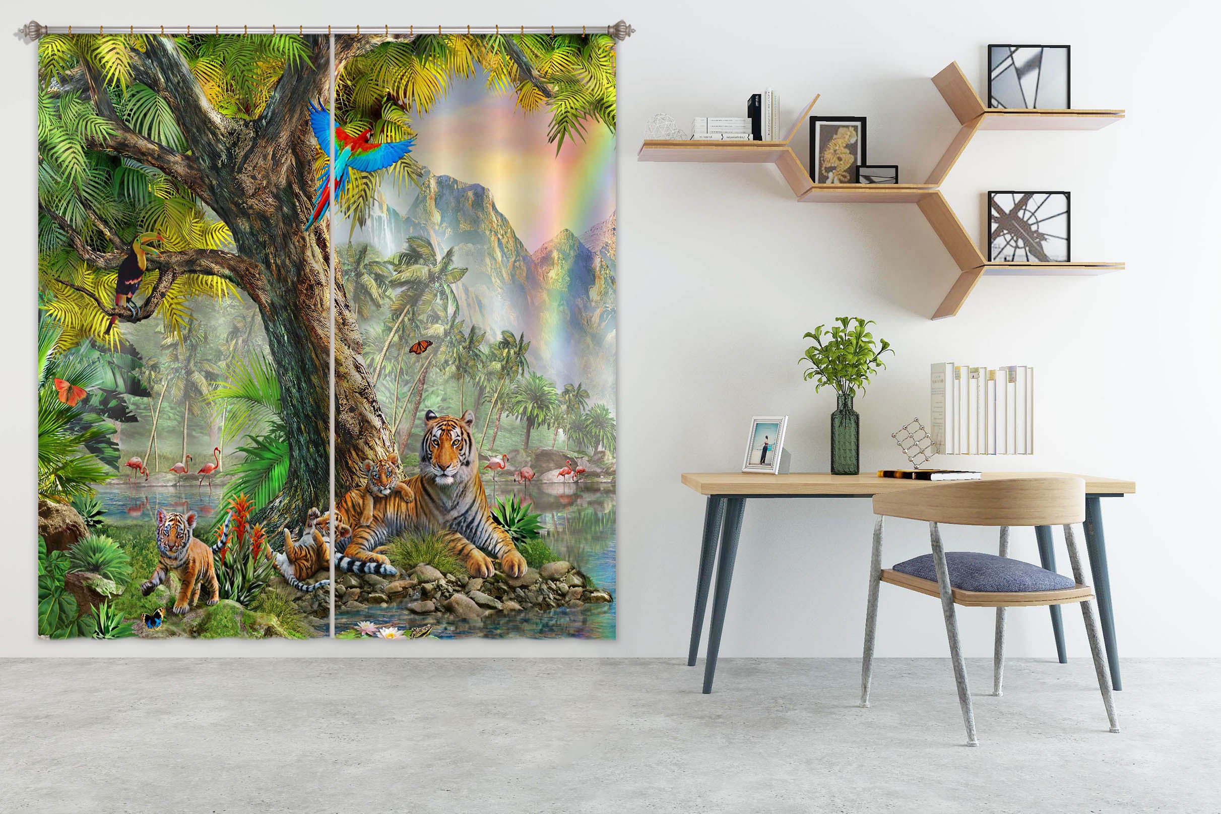 3D Canyon Tiger 054 Adrian Chesterman Curtain Curtains Drapes