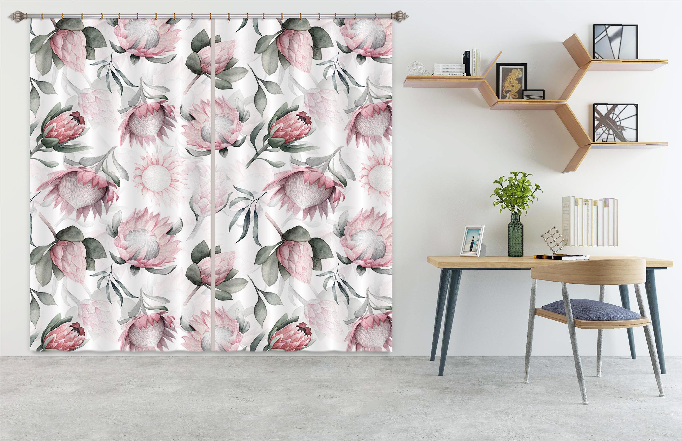 3D Pink Flower 244 Uta Naumann Curtain Curtains Drapes