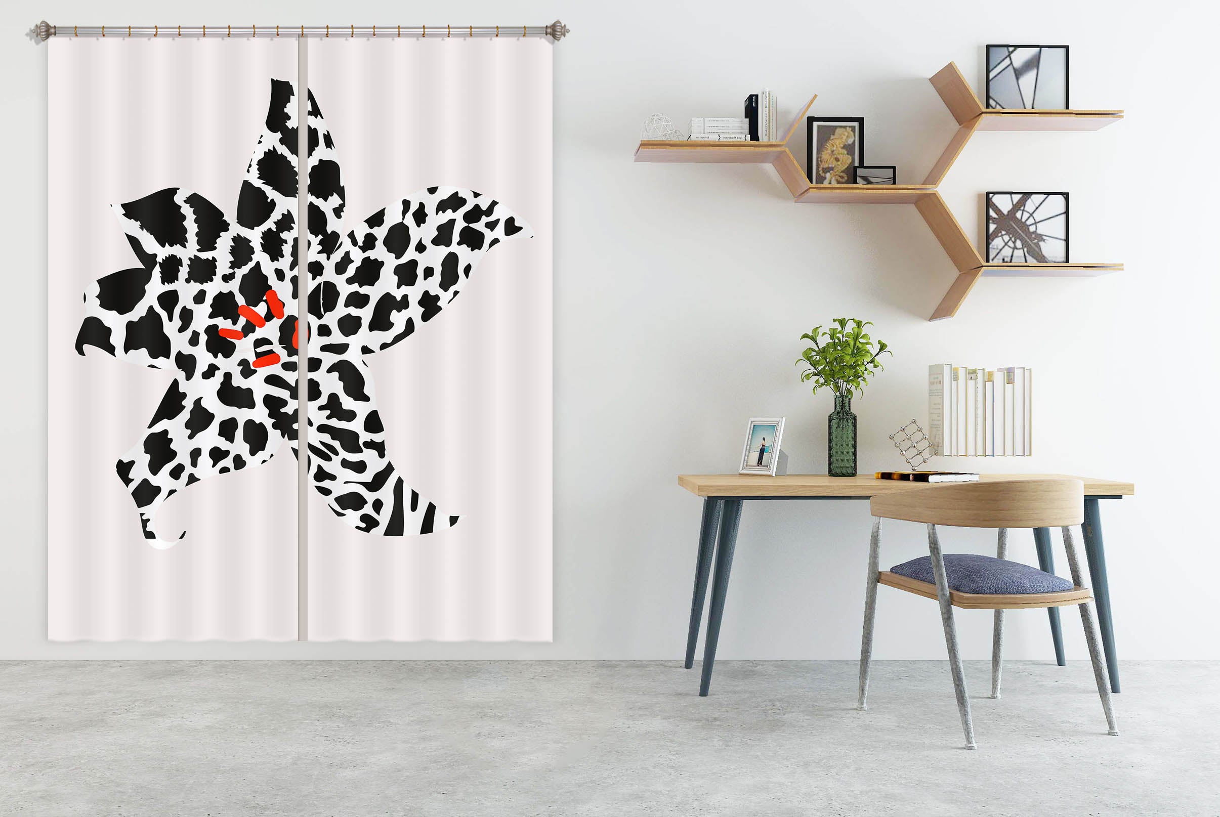 3D Zebra Blossom 1147 Boris Draschoff Curtain Curtains Drapes