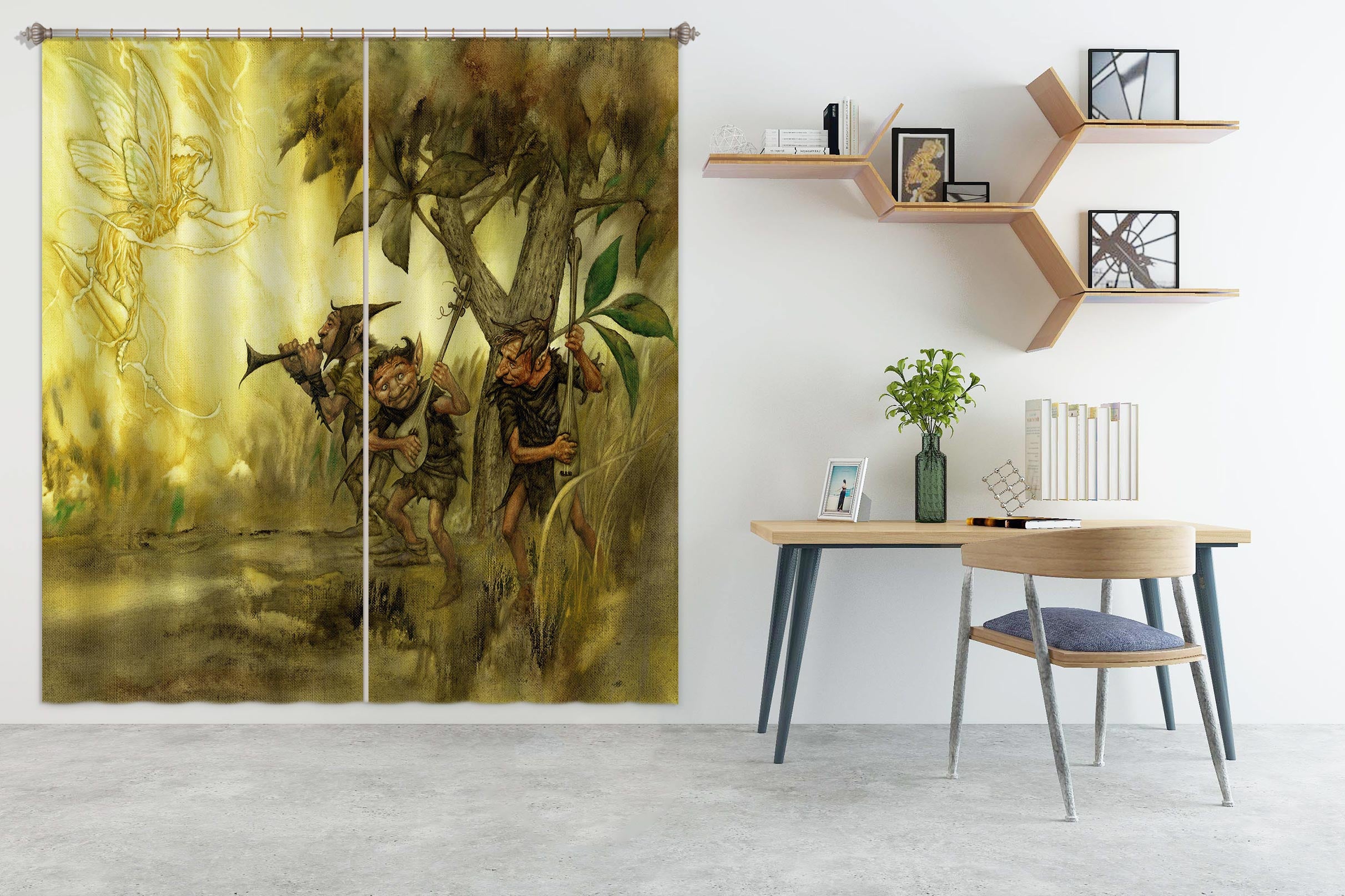 3D Grass Tree Dwarf 7224 Ciruelo Curtain Curtains Drapes