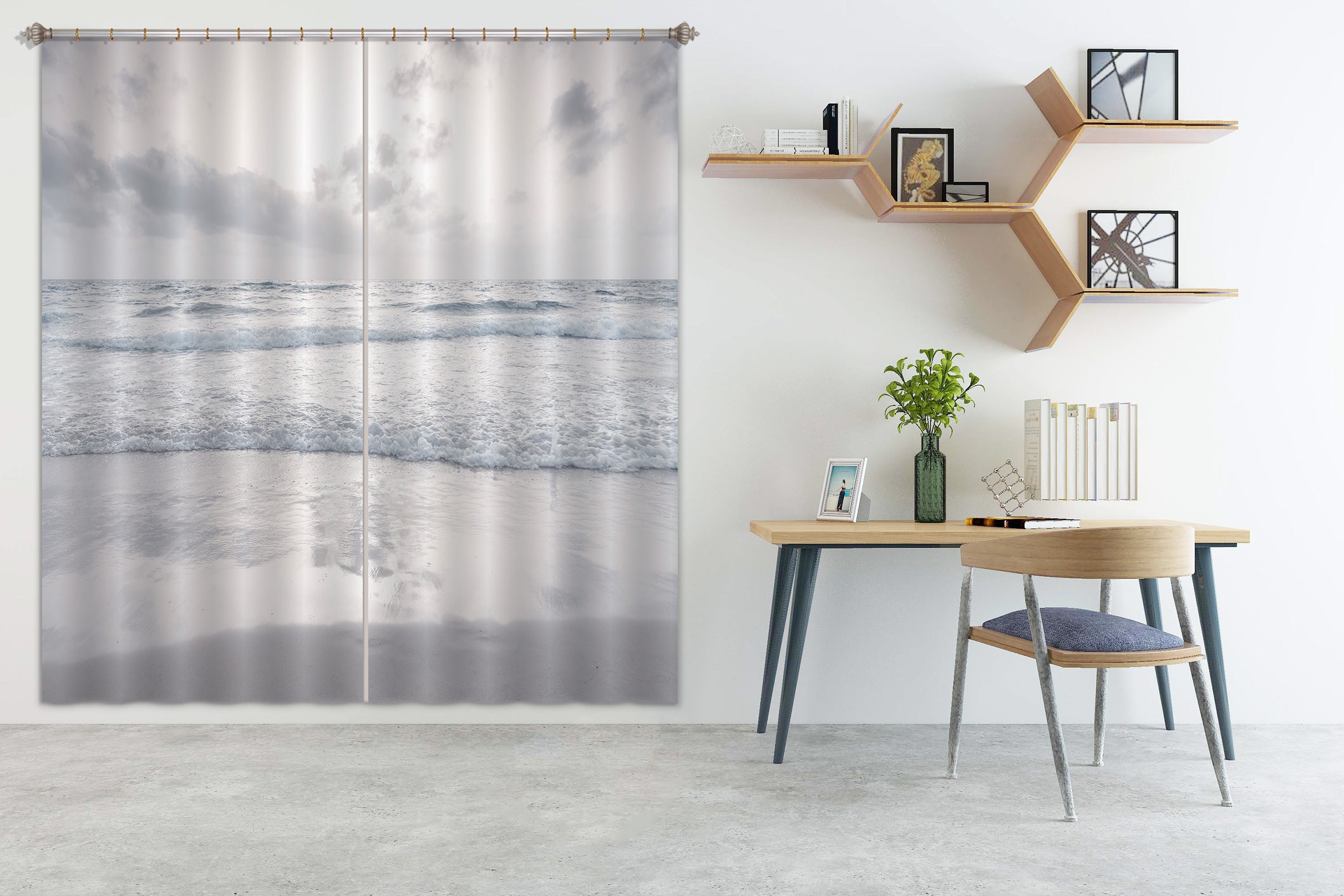 3D White Waves 030 Assaf Frank Curtain Curtains Drapes