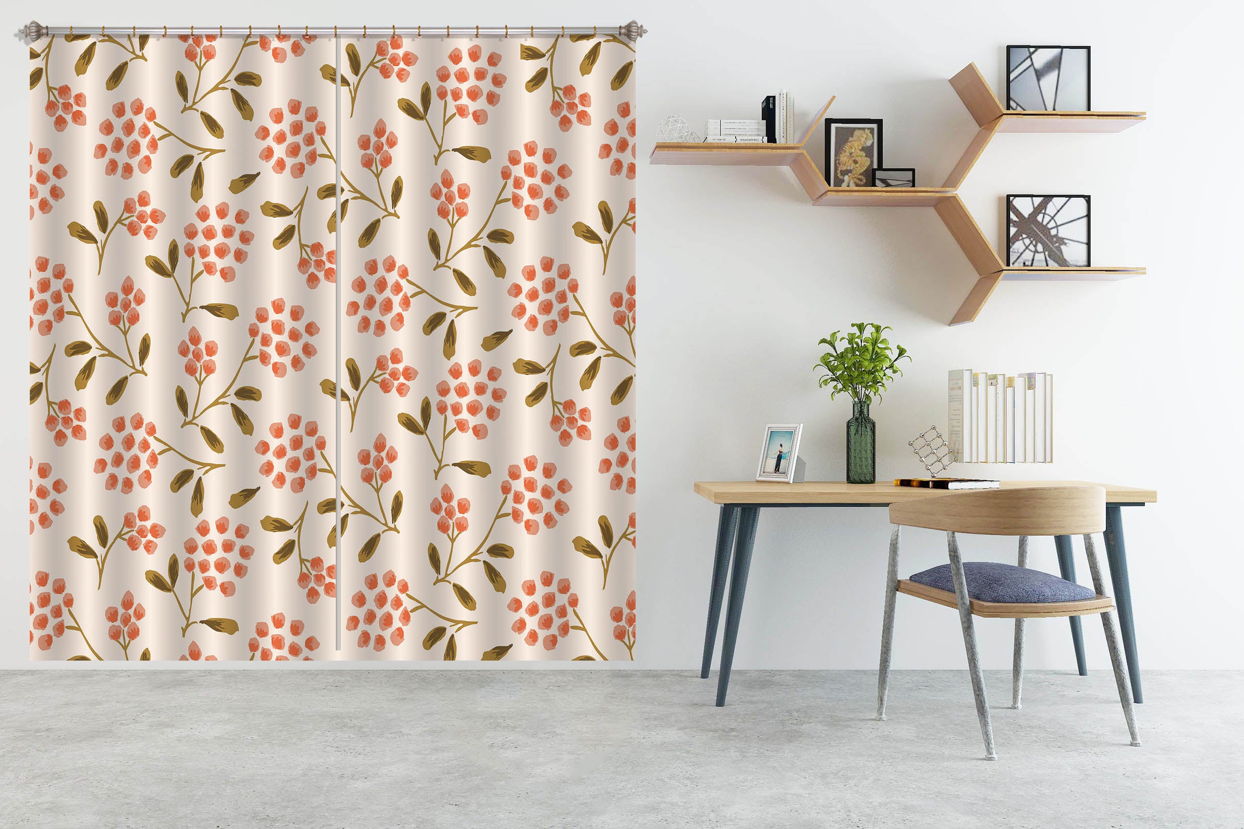 3D Red Floral Pattern 11161 Kashmira Jayaprakash Curtain Curtains Drapes