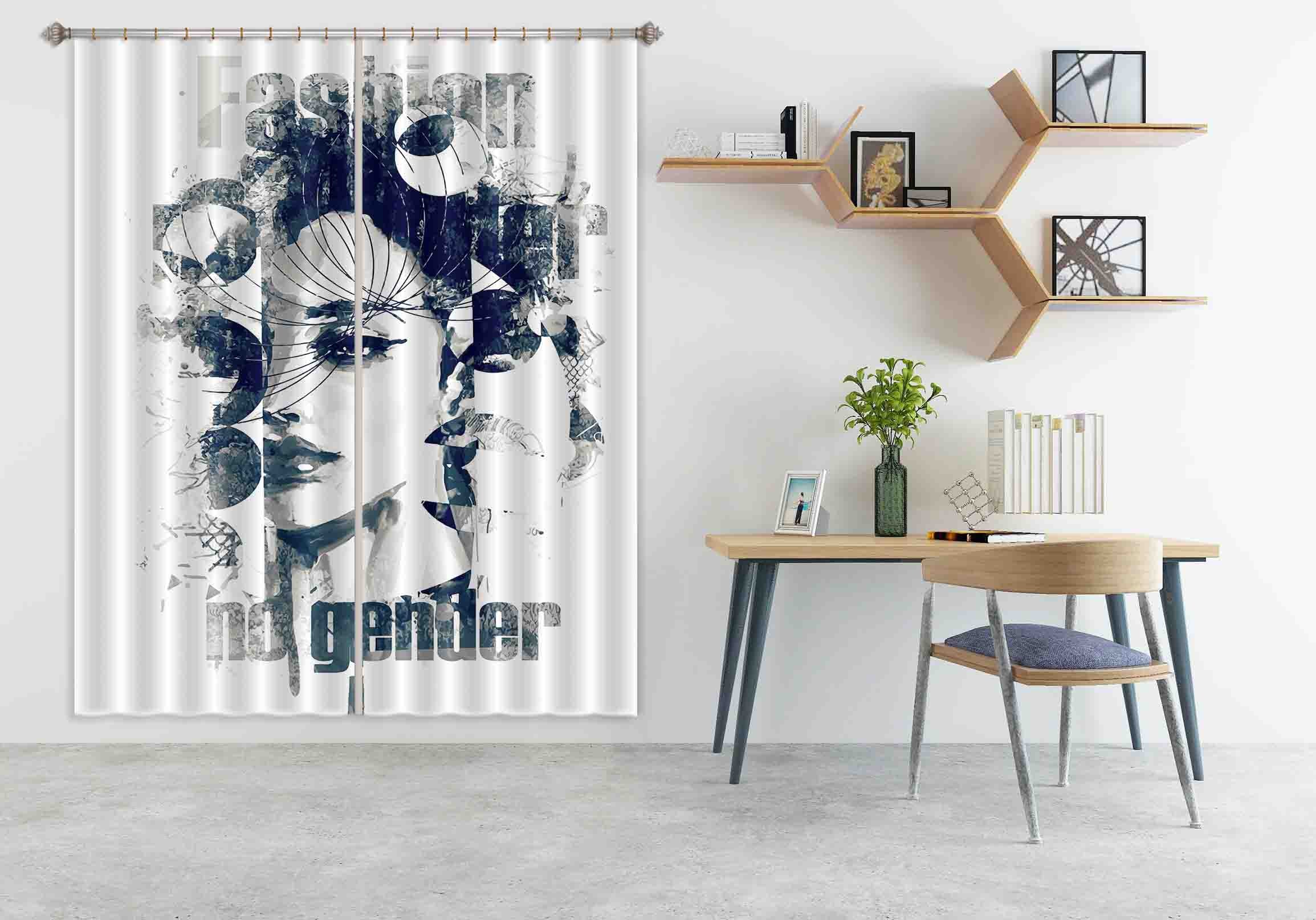 3D Lively Girl 768 Curtains Drapes