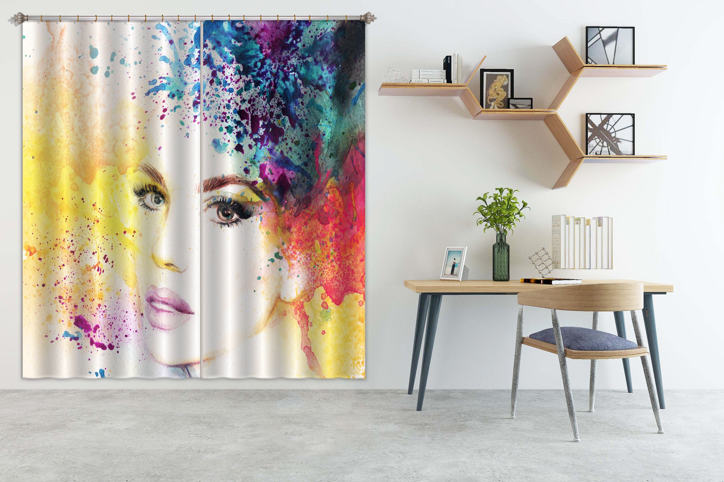 3D Watercolor Model 033 Curtains Drapes