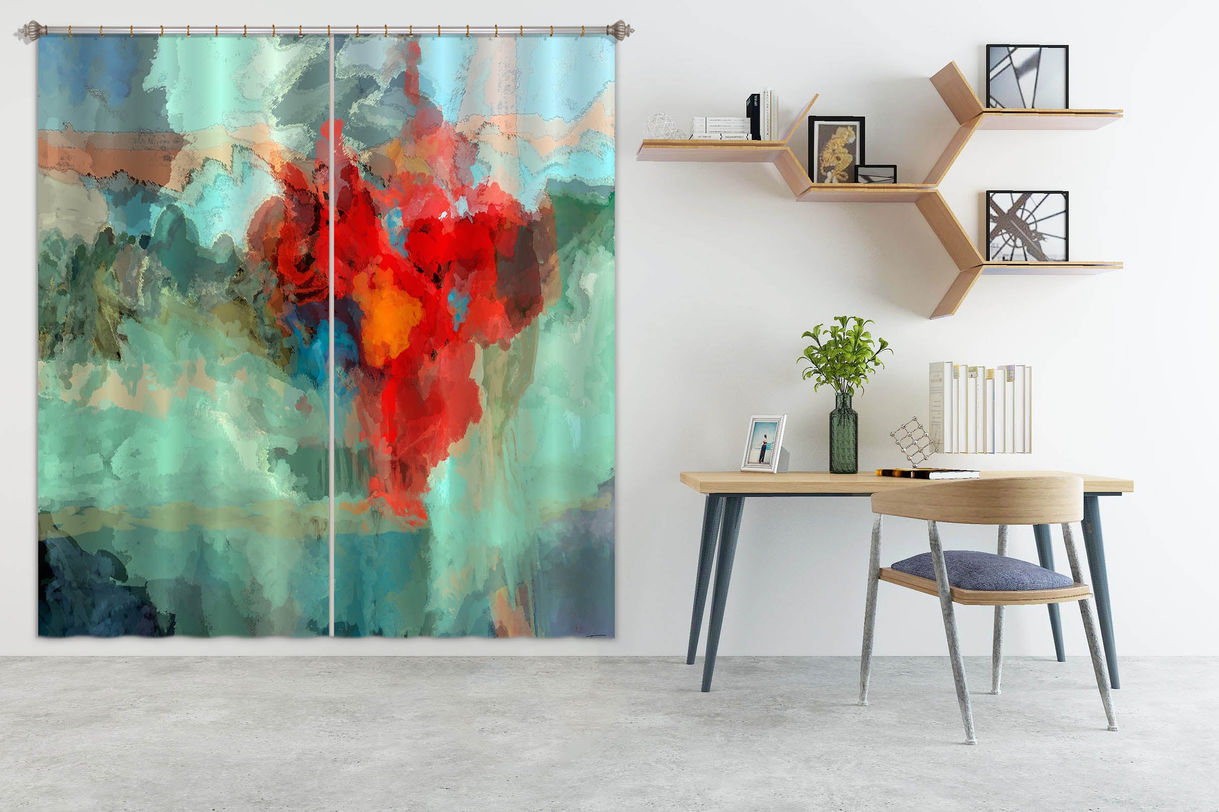 3D Red Smoke 246 Michael Tienhaara Curtain Curtains Drapes