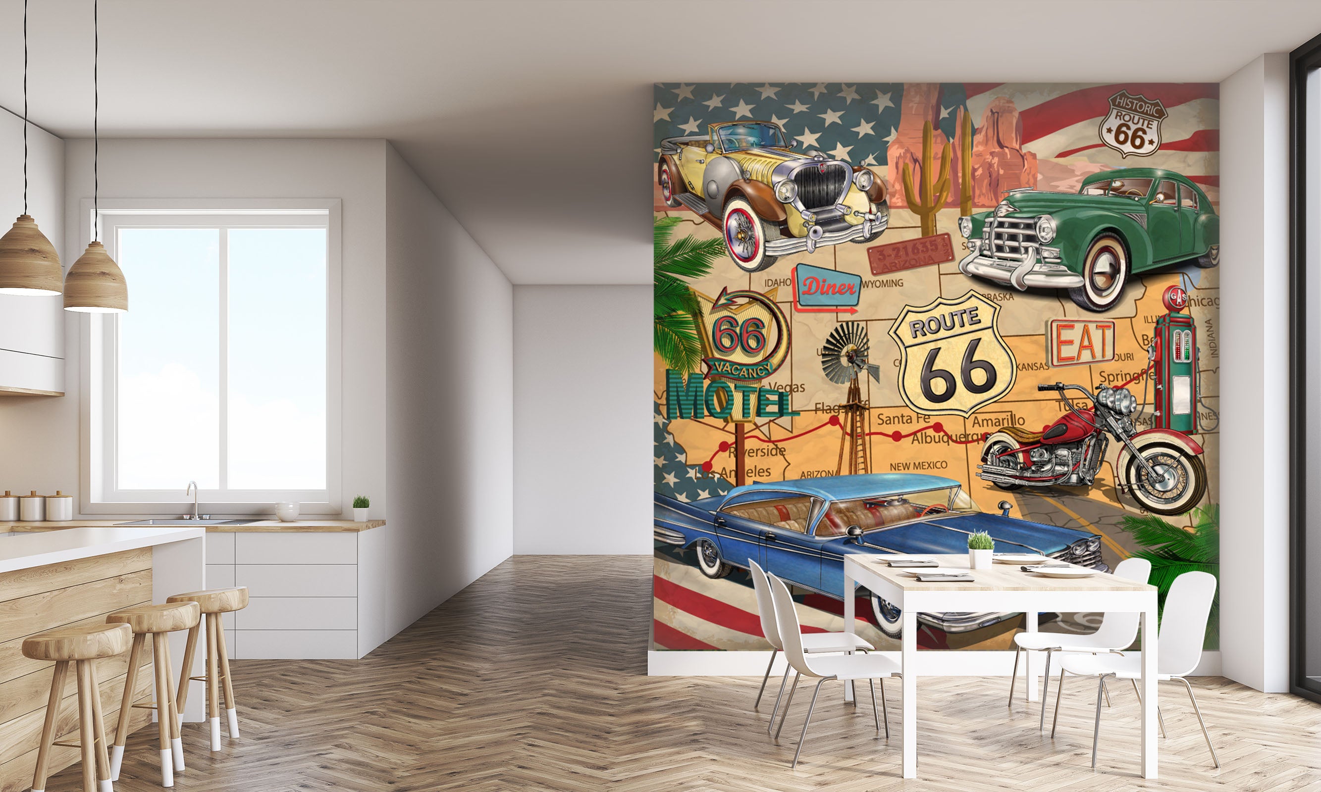 3D Motorcycle Car Map 241 Vehicle Wall Murals