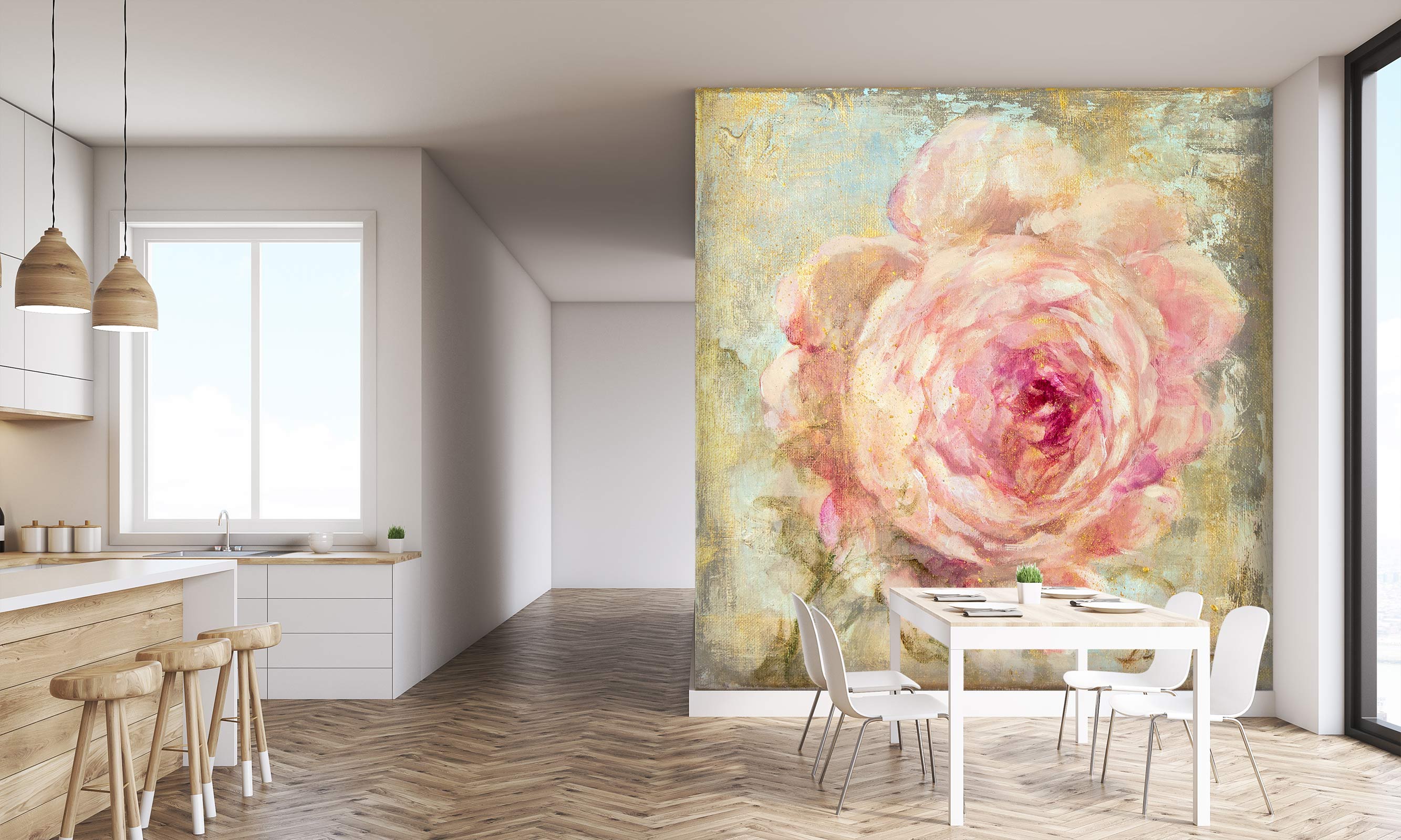3D Rose Pink Flowers 3188 Debi Coules Wall Mural Wall Murals