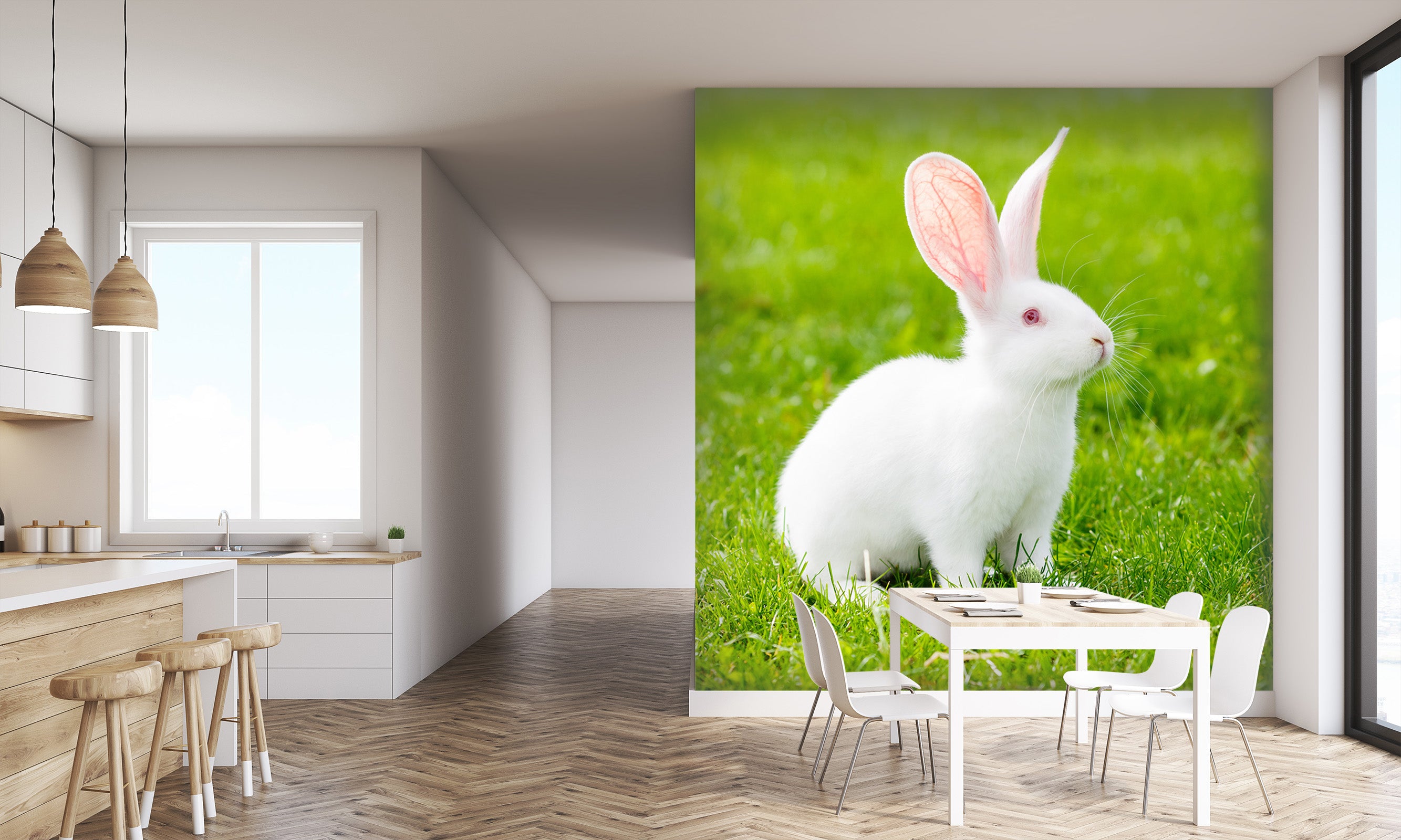 3D Lawn Rabbit 104 Wall Murals