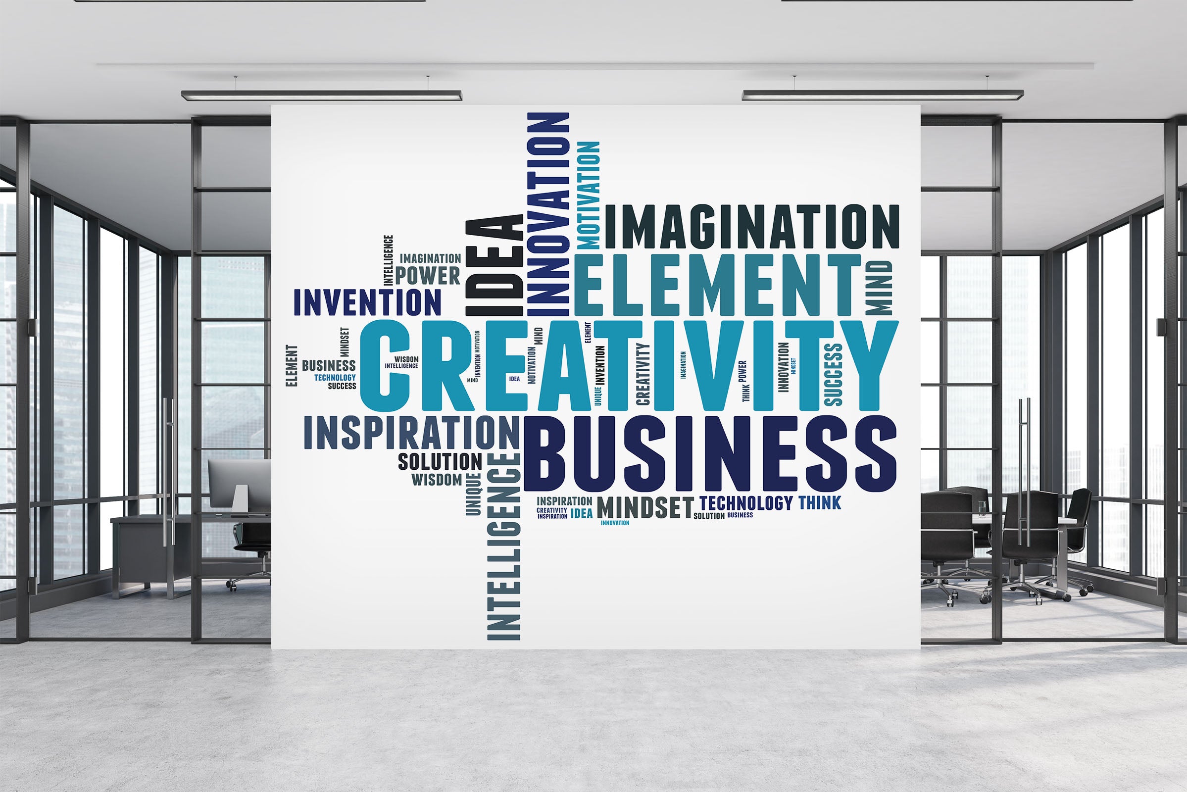 3D Blue Word Pattern 1114 Wall Murals