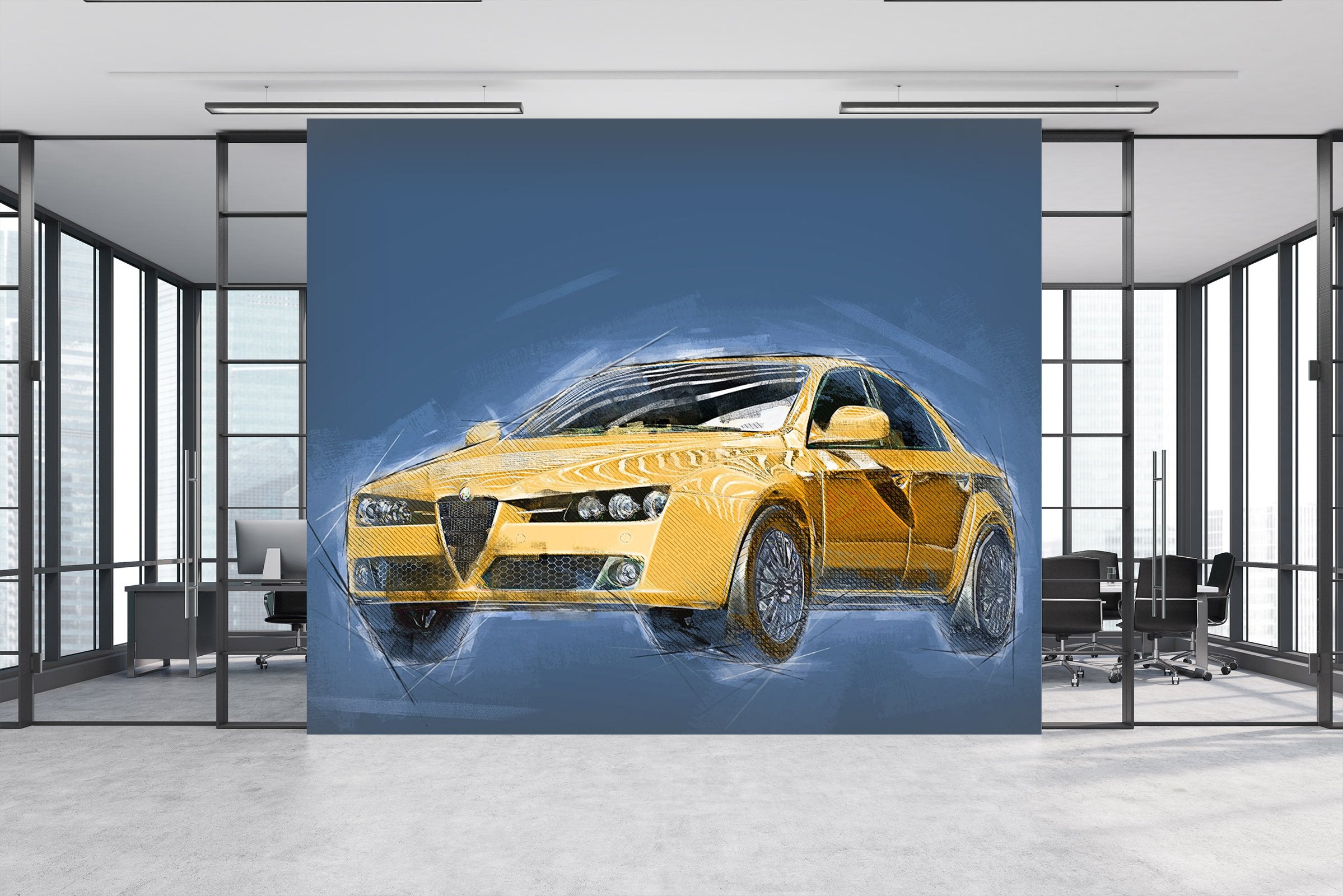 3D Small Yellow Car 971 Vehicle Wall Murals Wallpaper AJ Wallpaper 2 