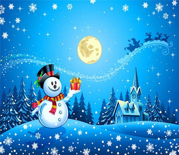 3D Christmas Eve Snowman Moon 239 Wallpaper AJ Wallpaper 