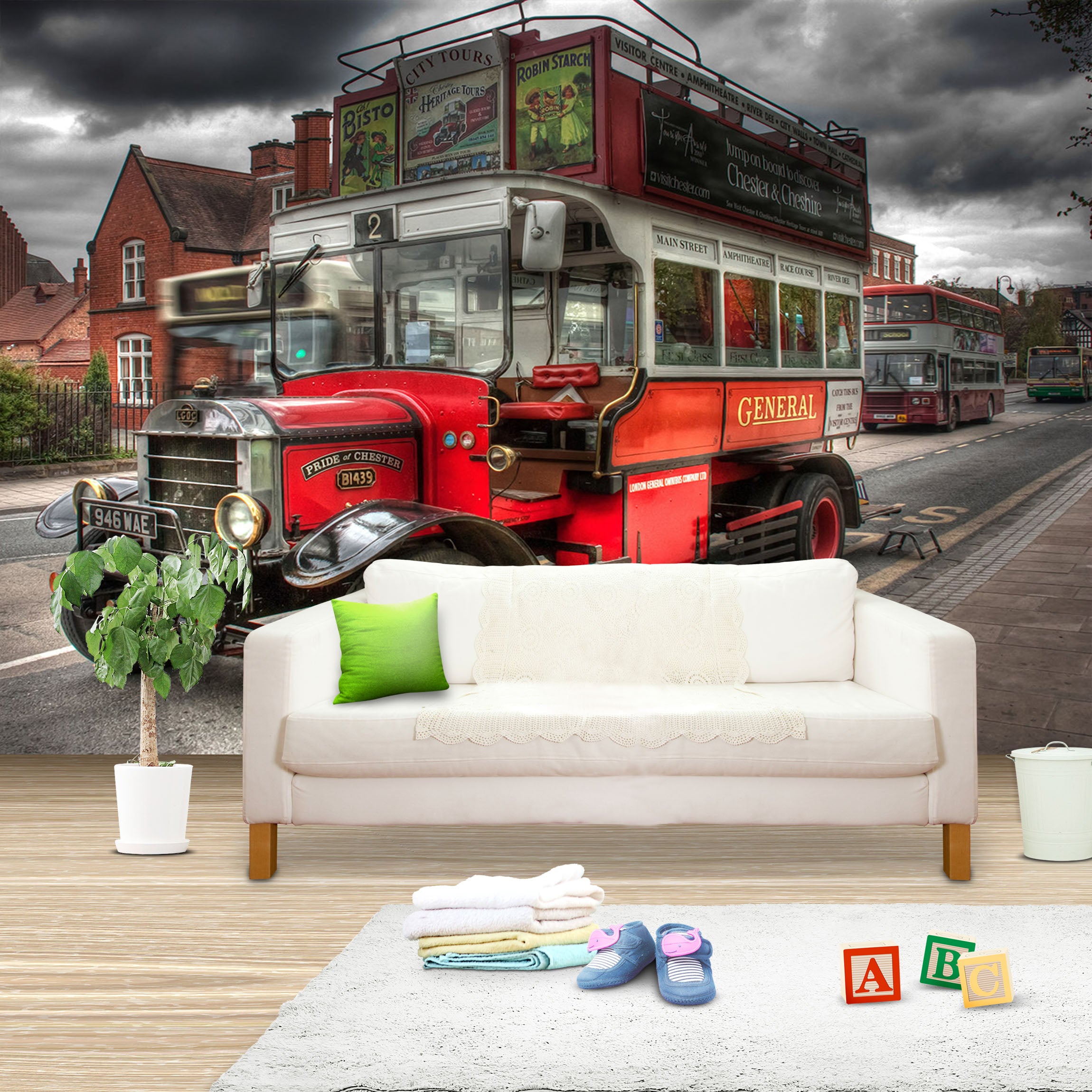 3D Sightseeing Car 251 Vehicle Wall Murals