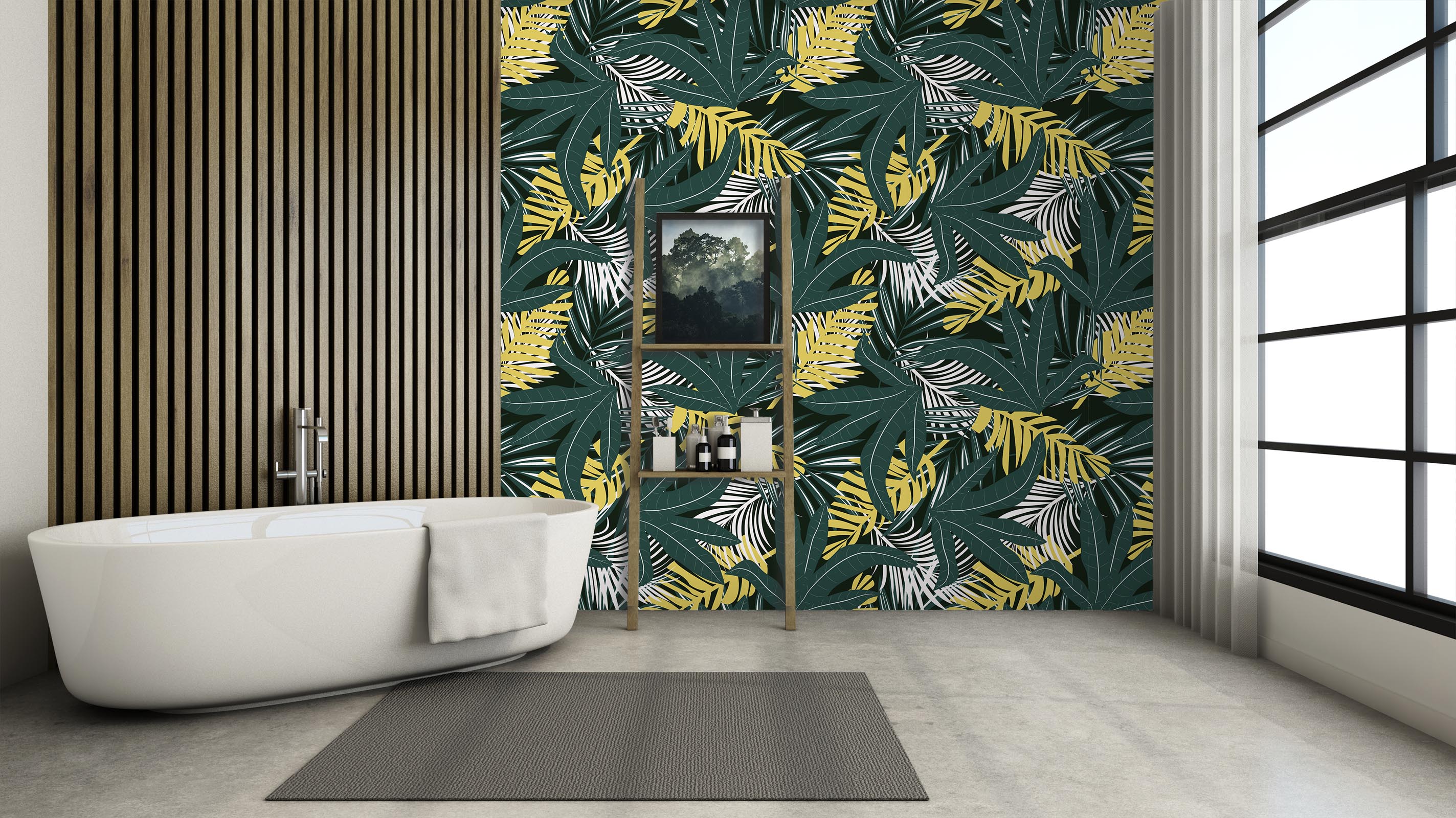 3D Green Long Leaf 66 Wall Murals
