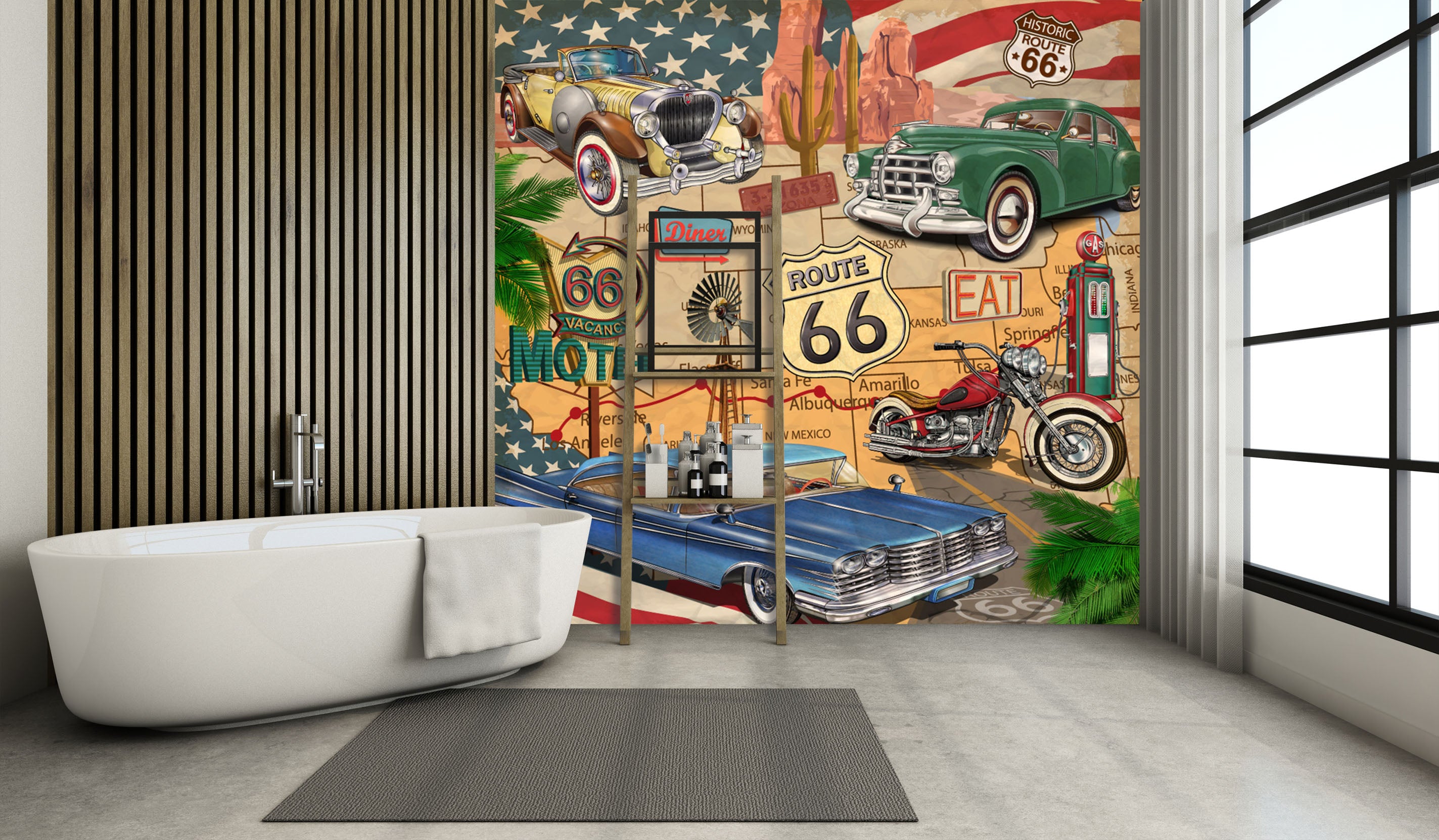3D Motorcycle Car Map 241 Vehicle Wall Murals