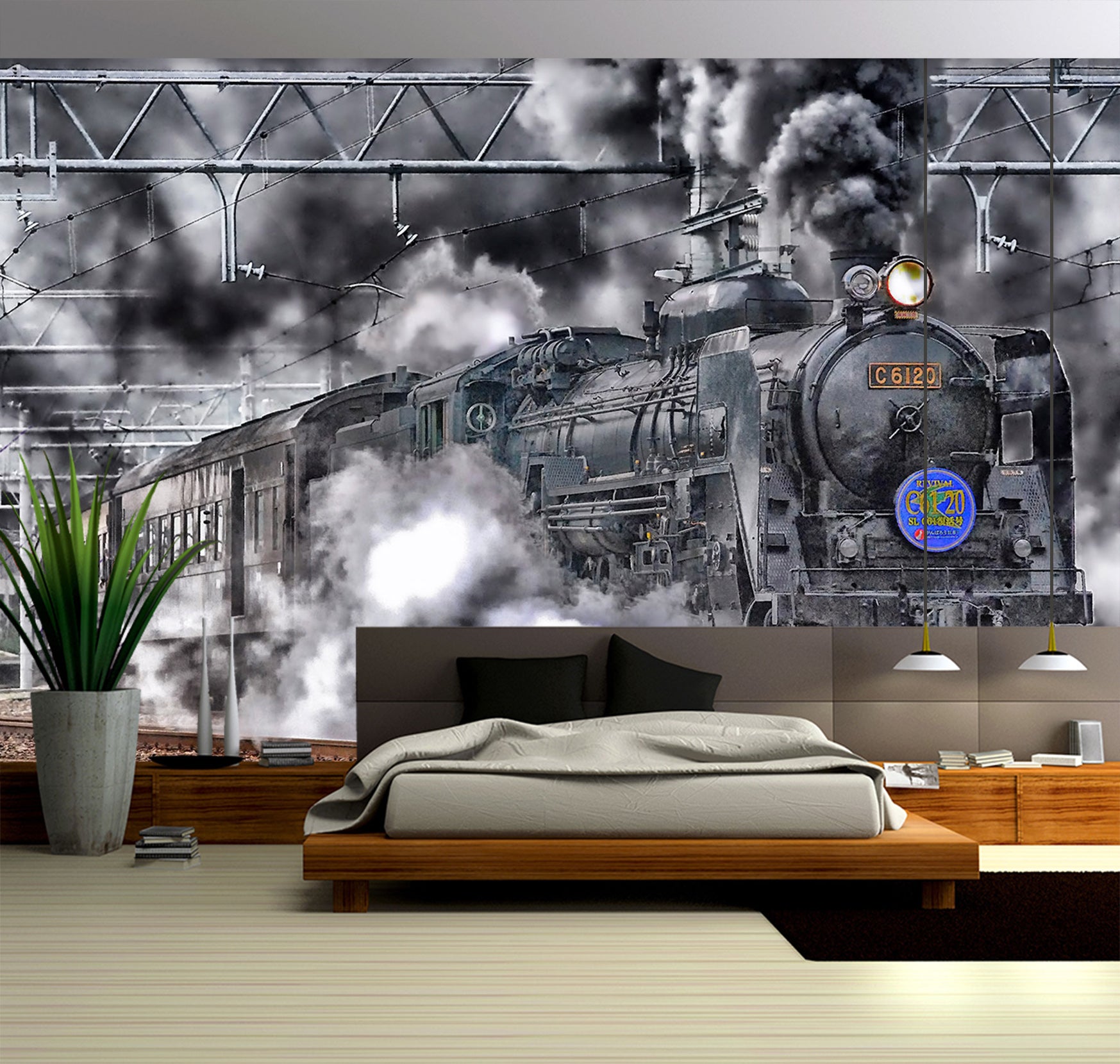 3D Train Smoke 026 Vehicle Wall Murals