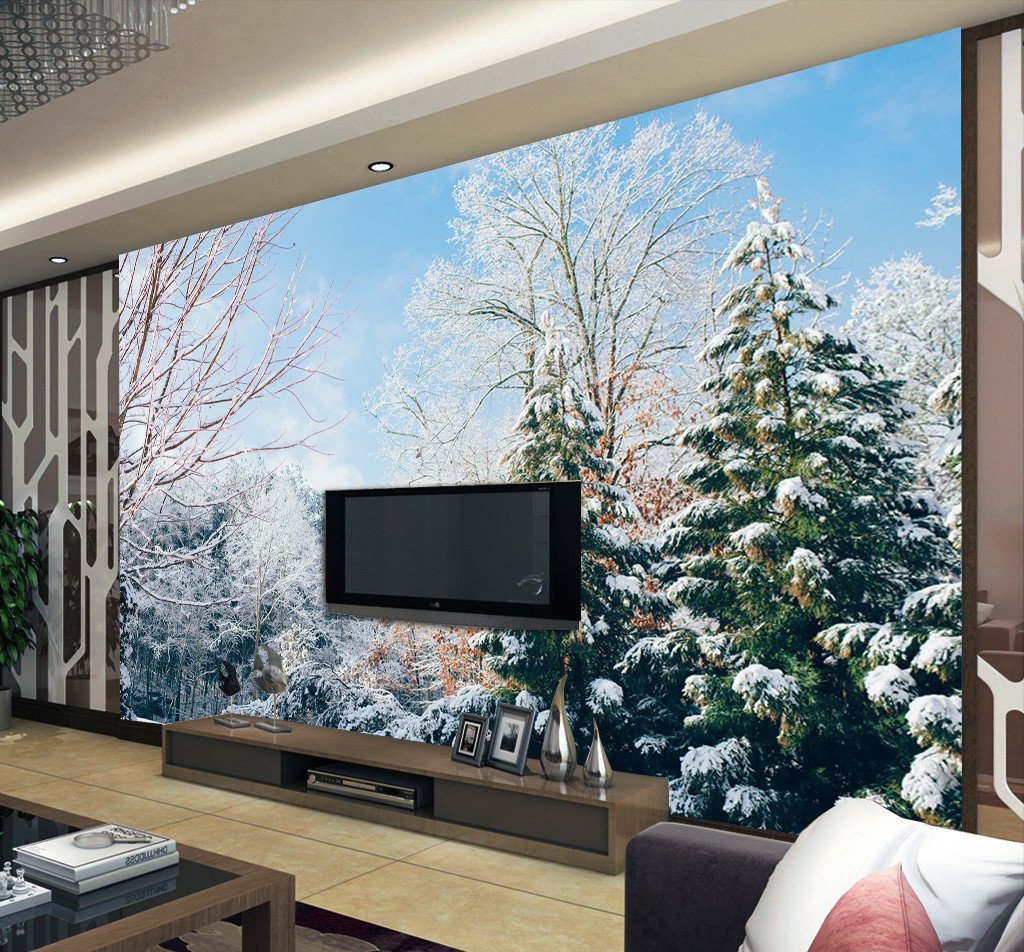 3D Snow Green Pines 534 Wallpaper AJ Wallpaper 