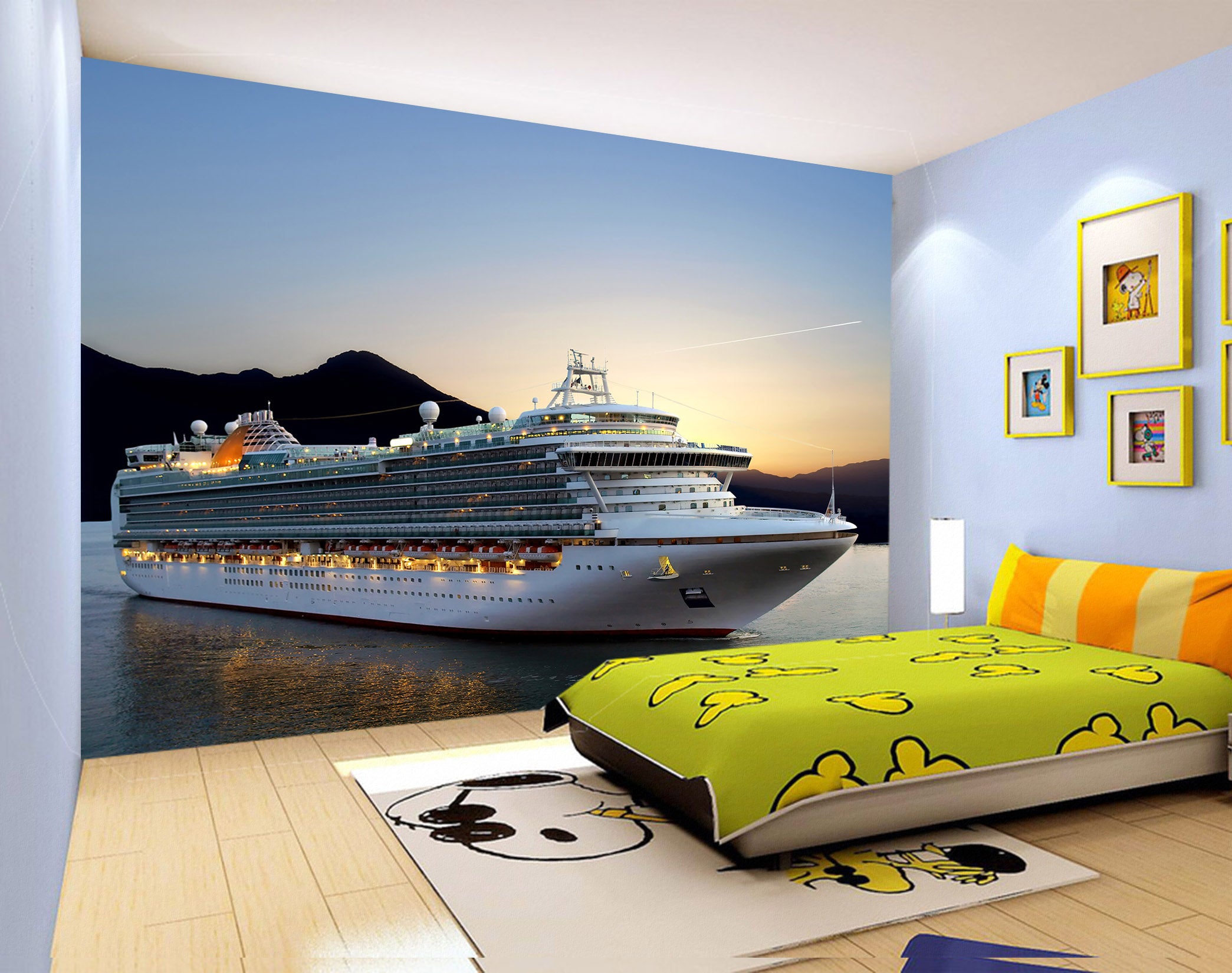 3D Sunset Cruise 150 Vehicle Wall Murals