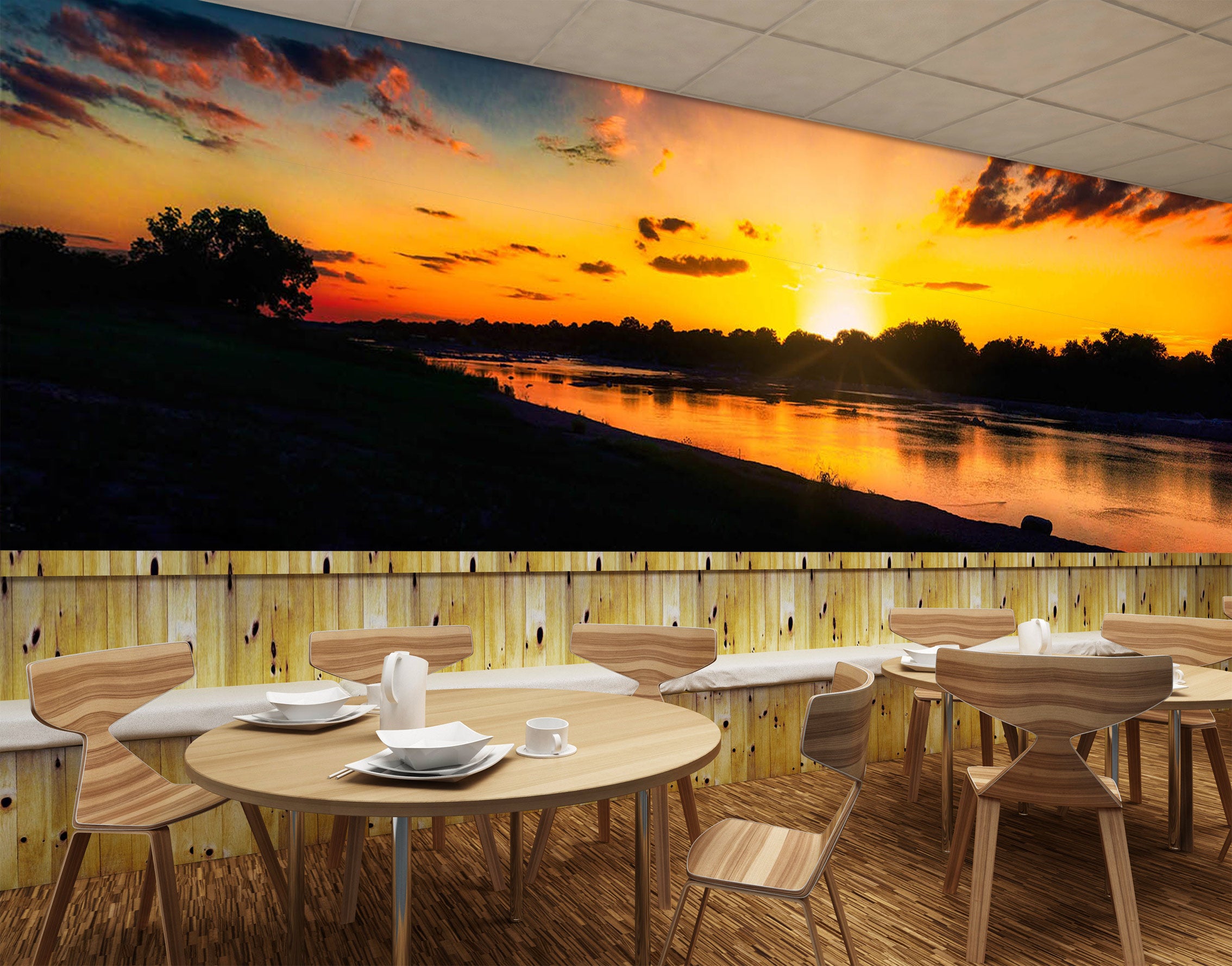 3D Sunset Lake 5223 Beth Sheridan Wall Mural Wall Murals
