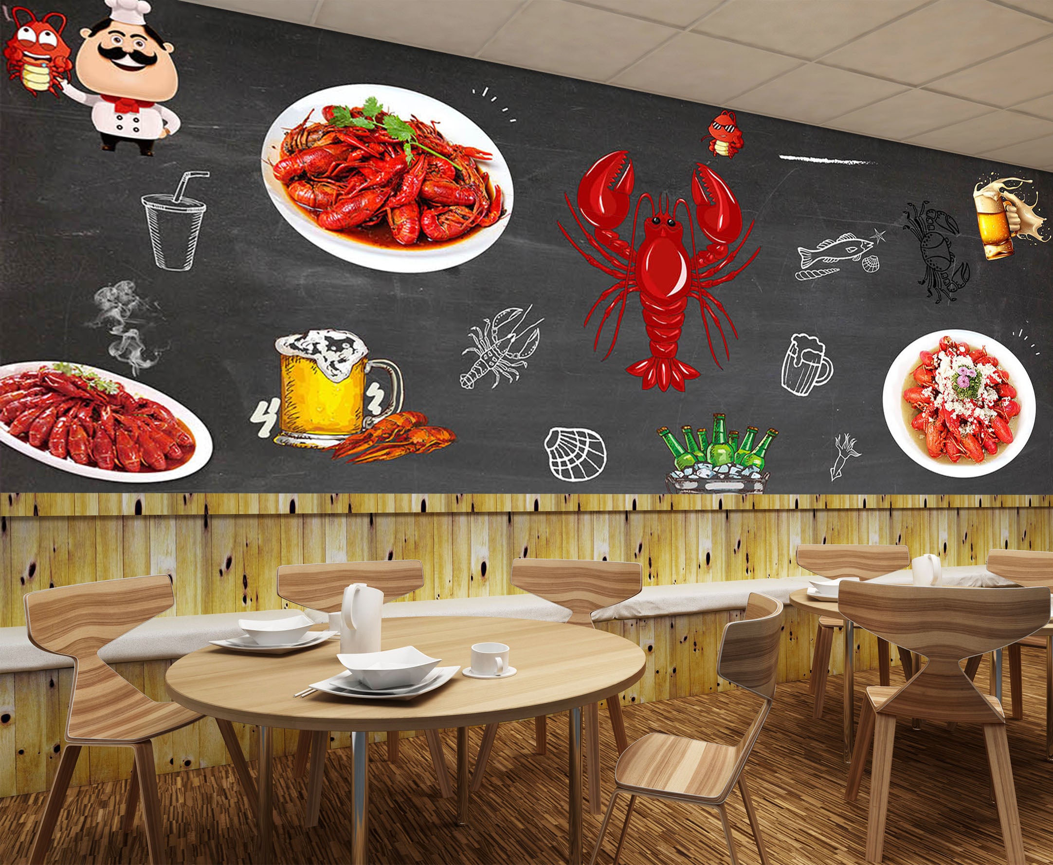 3D Red Lobster 3030 Wall Murals