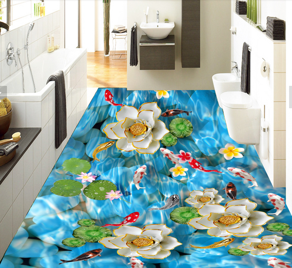 3D Flower Koi 579 Floor Mural  Wallpaper Murals Rug & Mat Print Epoxy waterproof bath floor