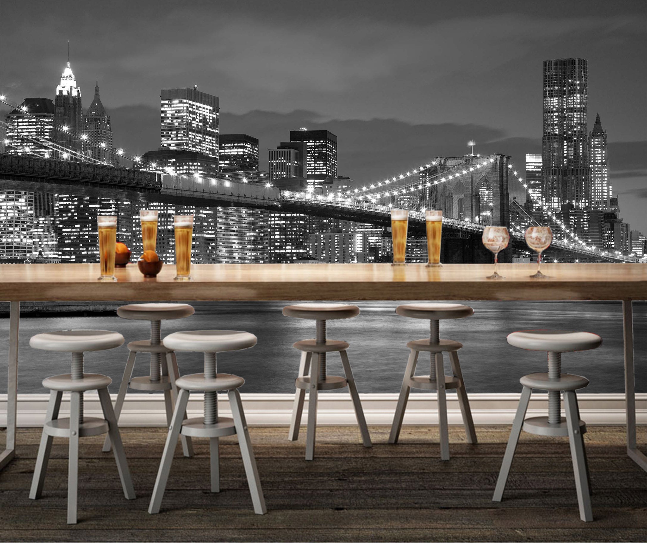 3D Grey Bridge 1018 Wall Murals