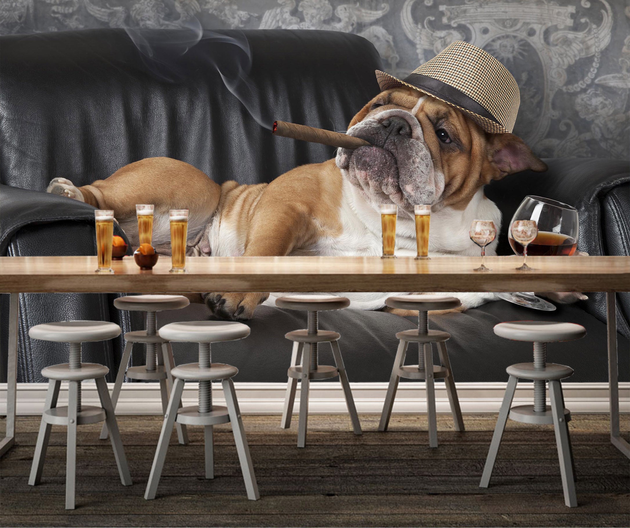 3D Smoking Dog 1055 Wall Murals