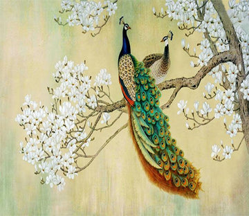 3D Peacock Branch Flowers 037 Wallpaper AJ Wallpaper 