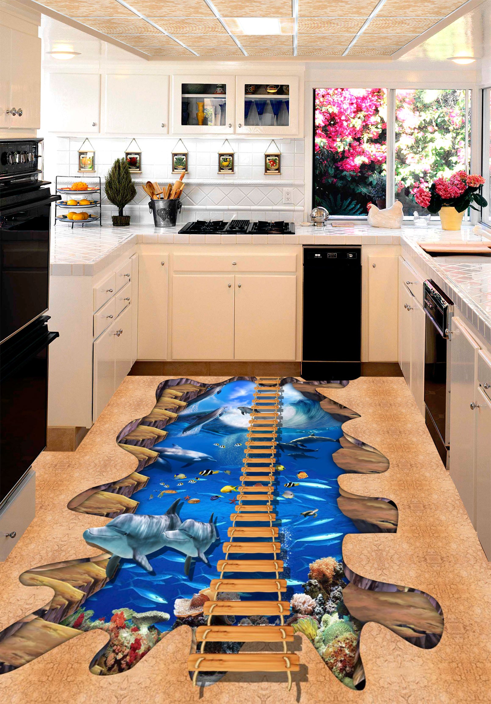 3D Ocean World 164 Floor Mural  Self-Adhesive Sticker Bathroom Non-slip Waterproof Flooring Murals