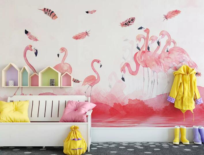 3D Pink Flamingo 577 Wall Murals Wallpaper AJ Wallpaper 2 