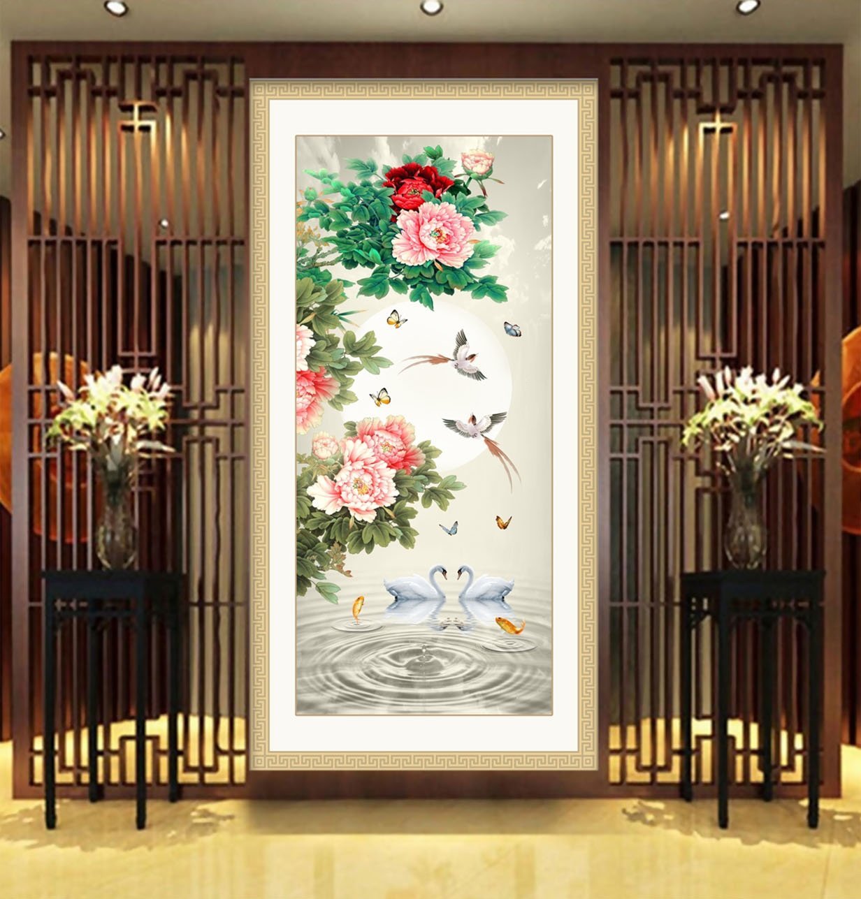 3D Water Flower Butterfly 392 Wallpaper AJ Wallpaper 