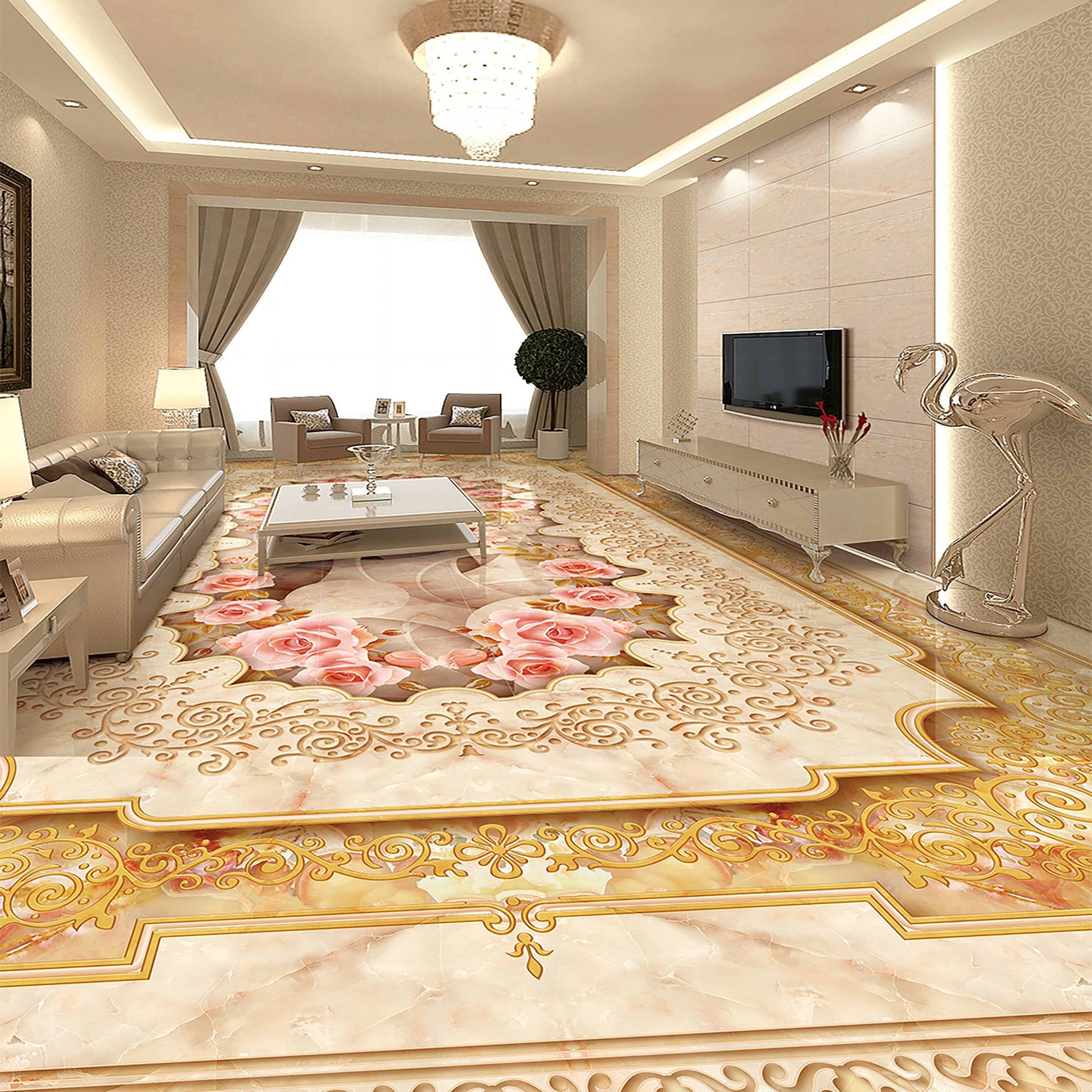 3D Pink Flowers WG036 Floor Mural Wallpaper AJ Wallpaper 2 