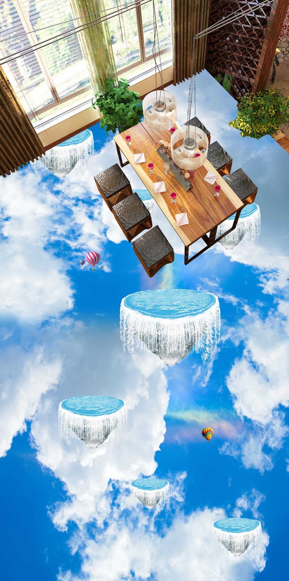 3D Mountain Cloud WG079 Floor Mural Wallpaper AJ Wallpaper 2 