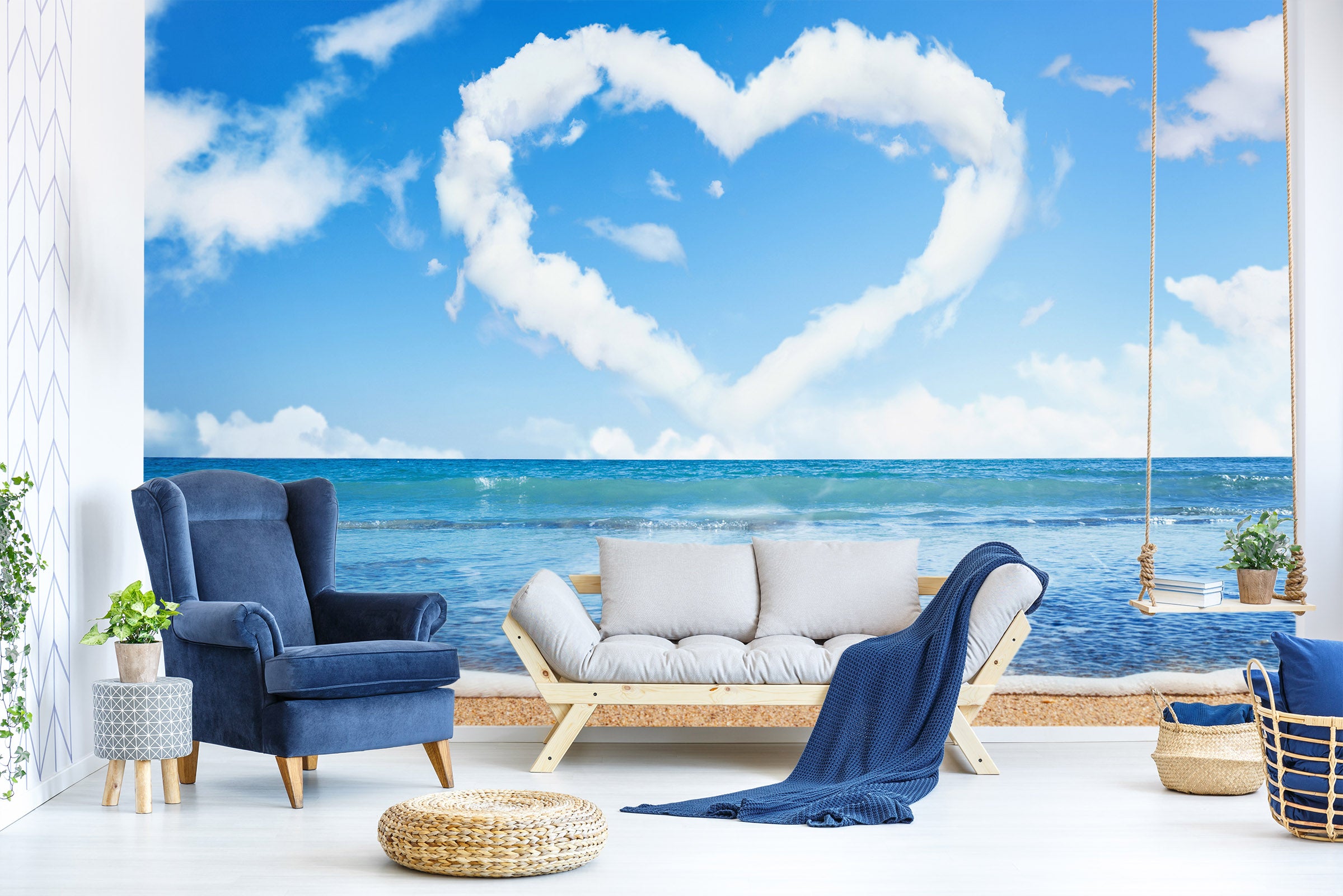 3D Heart Cloud Sea 57175 Wall Murals