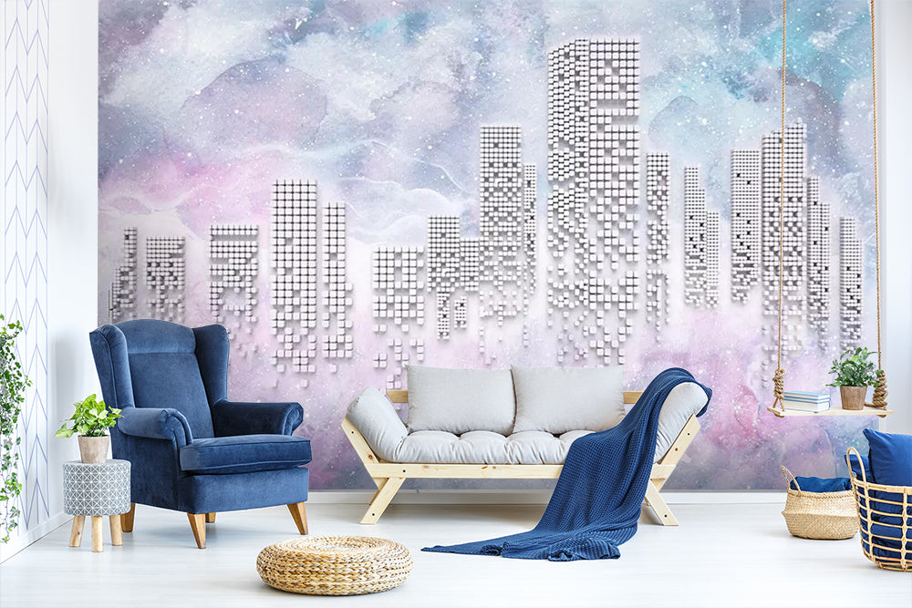 3D White Square WC587 Wall Murals
